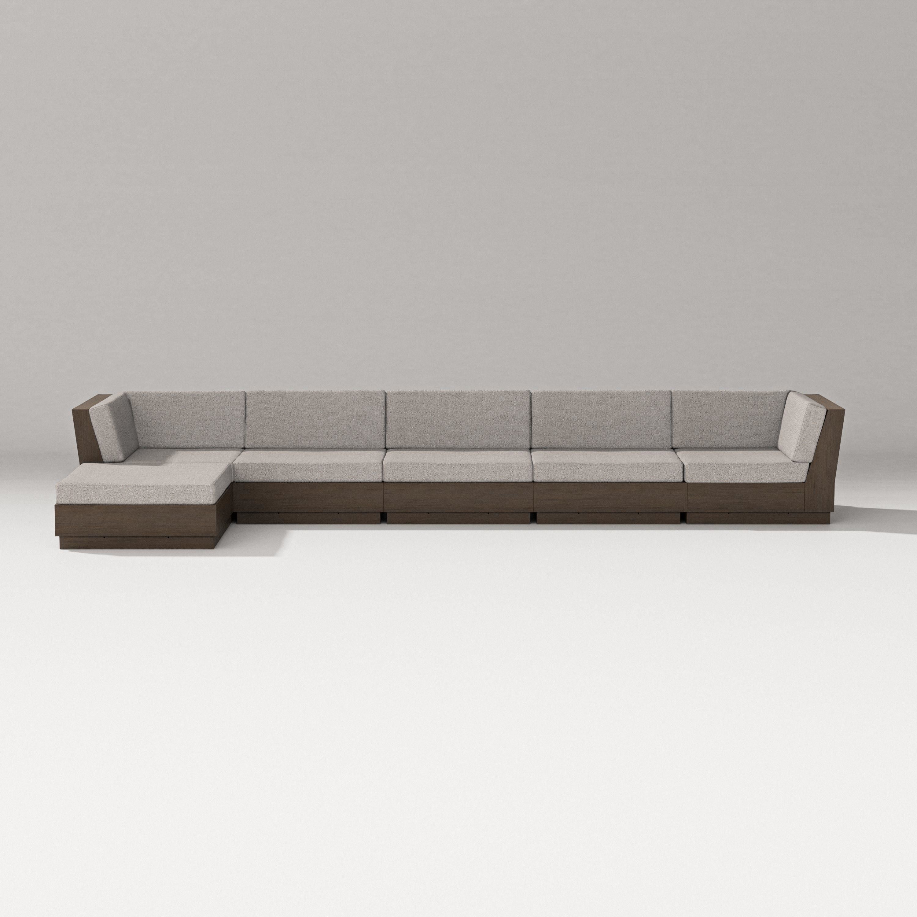 PW Designer Series Elevate 6-Piece Chaise Sectional in Kona / Weathered Tweed