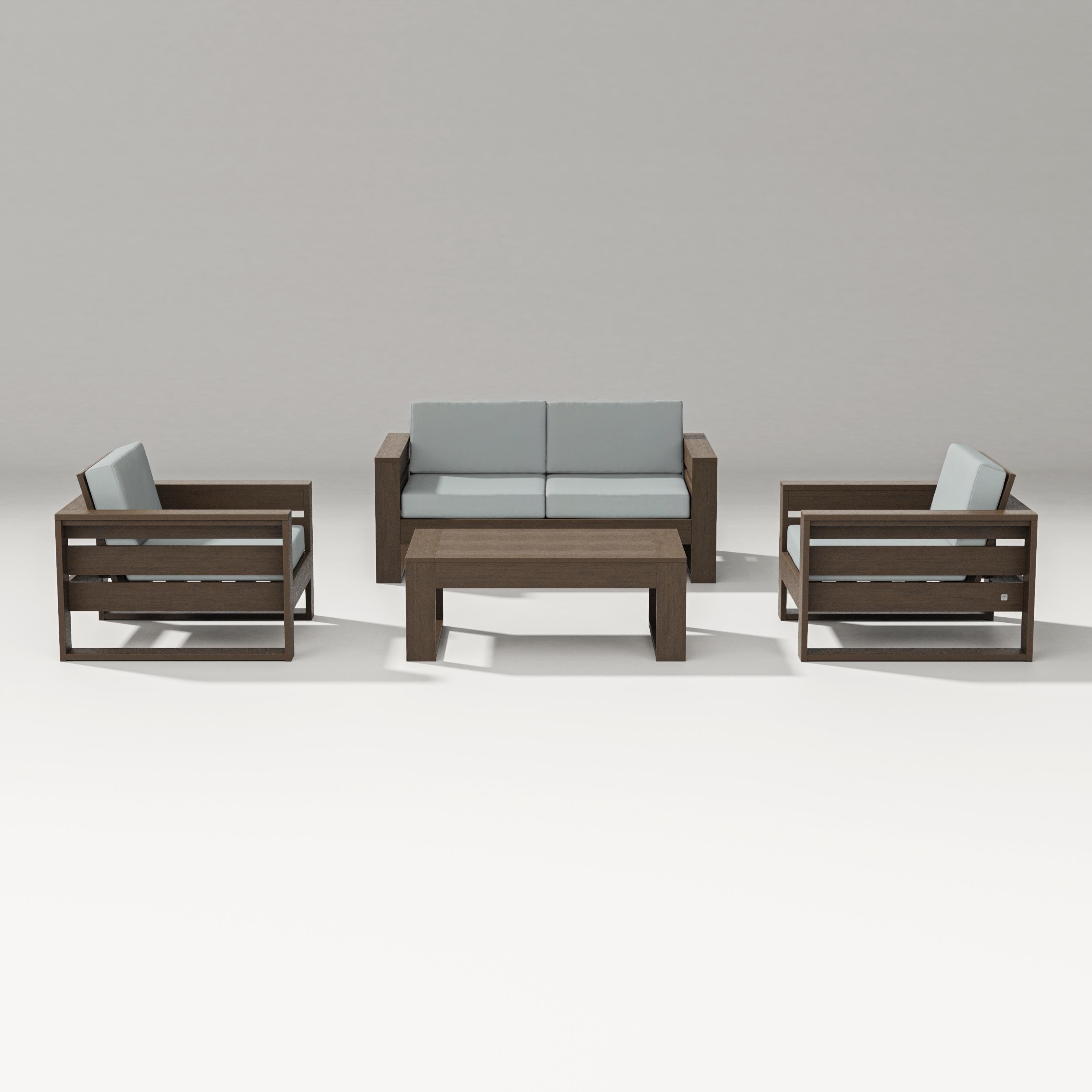 PW Designer Series Latitude 4-Piece Lounge Loveseat Set in Kona / Spa