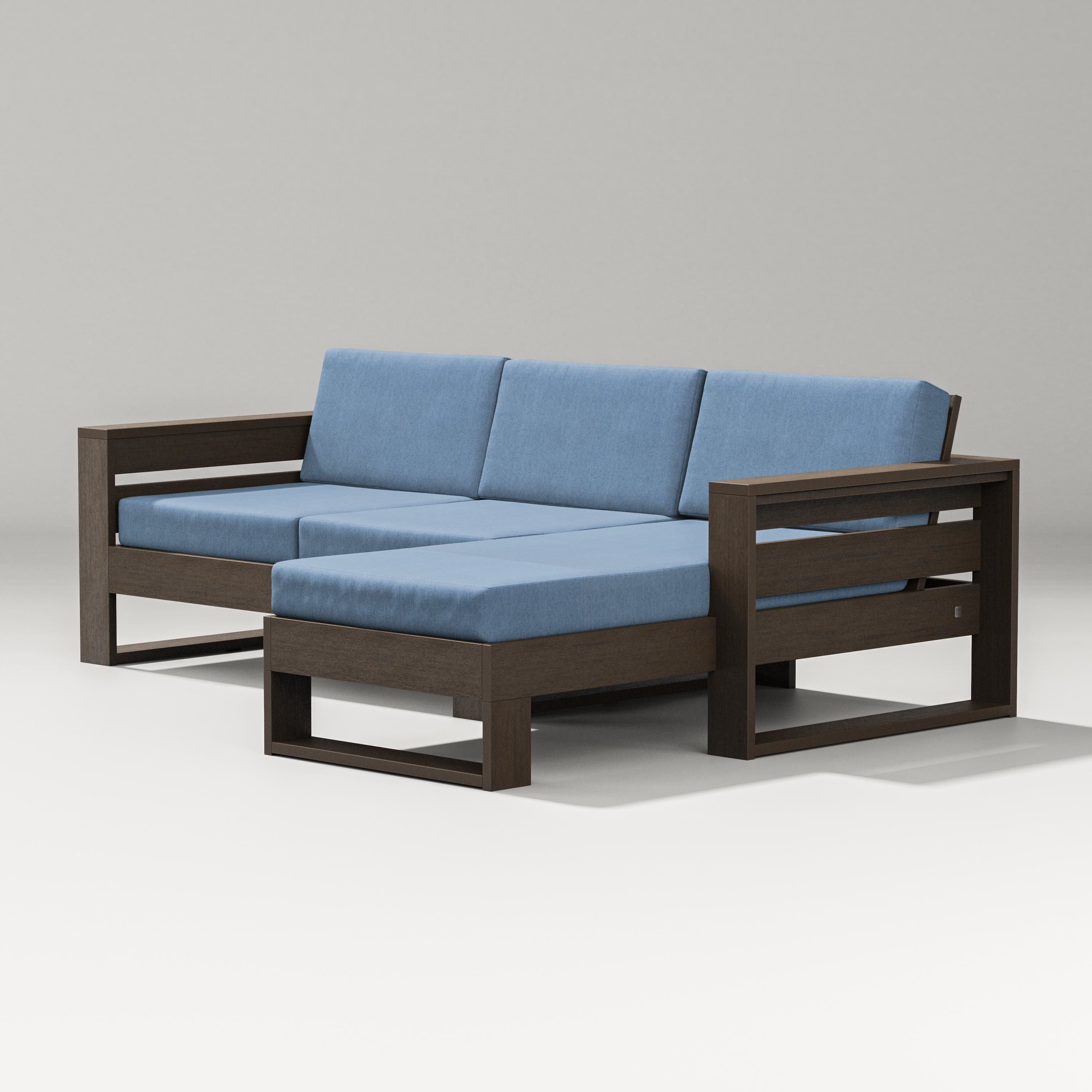 PW Designer Series Latitude Right Chaise Sectional in Kona / Sky Blue