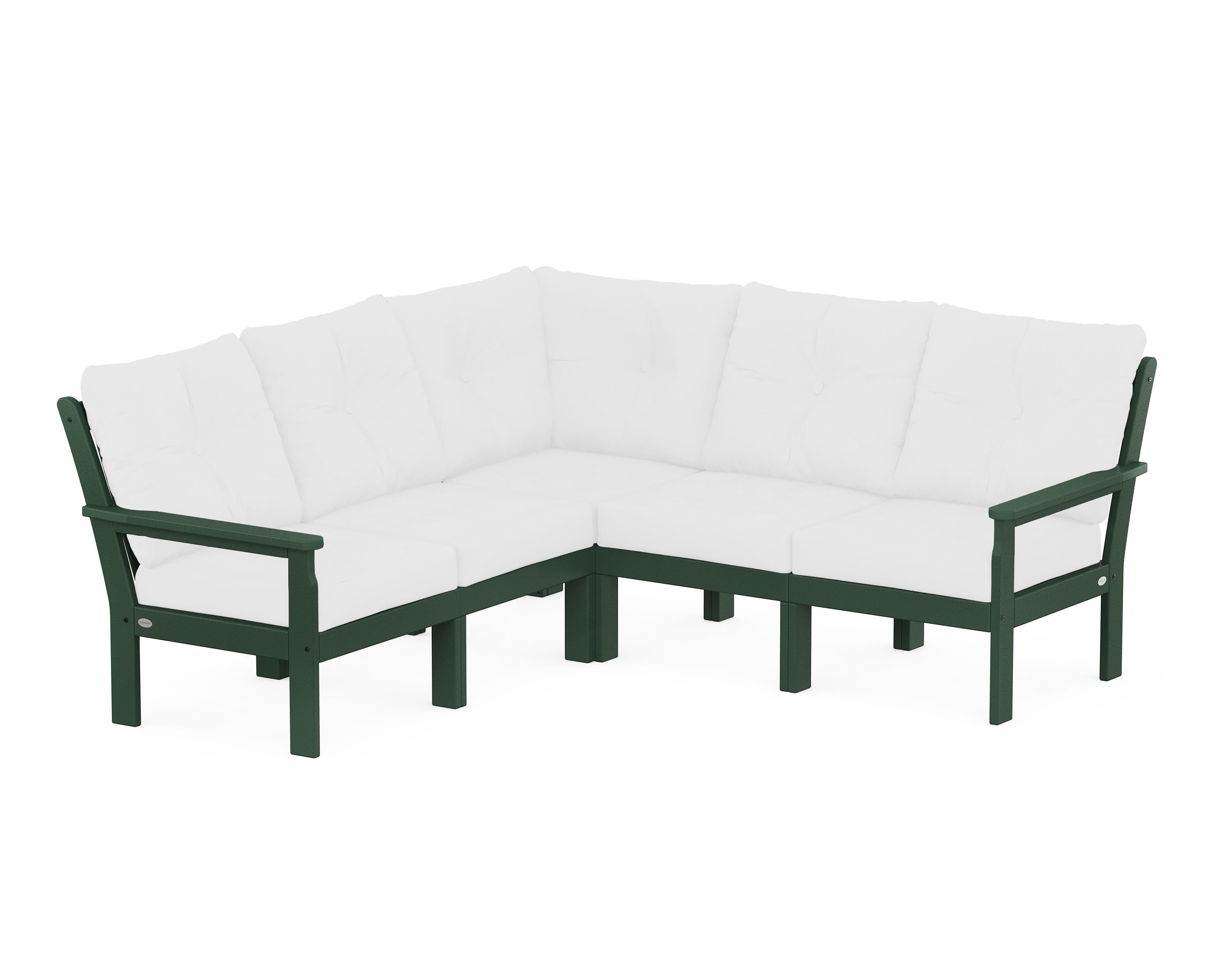 POLYWOOD Vineyard 5-Piece Sectional in Green / Natural