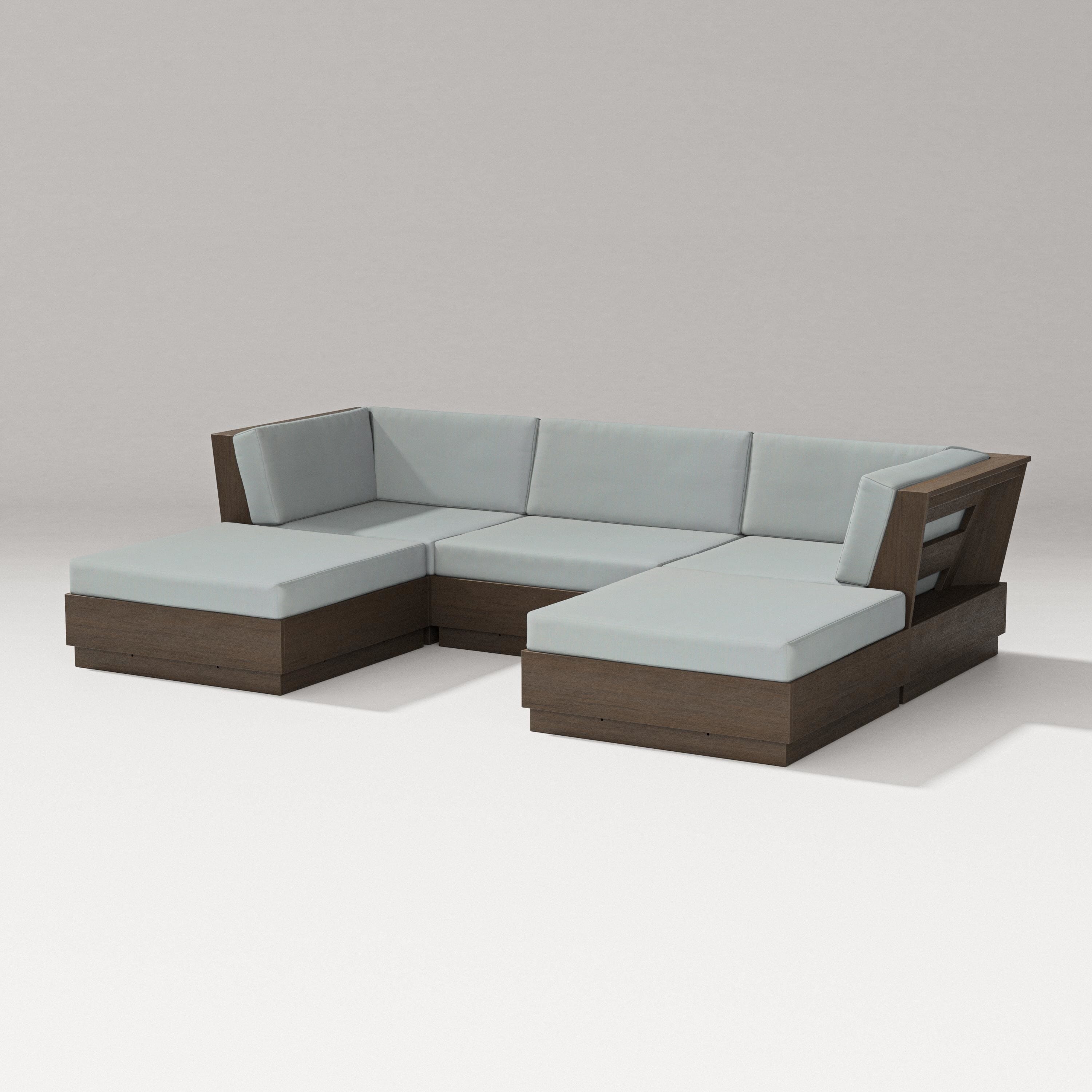 PW Designer Series Elevate Double Chaise Sectional in Kona / Spa