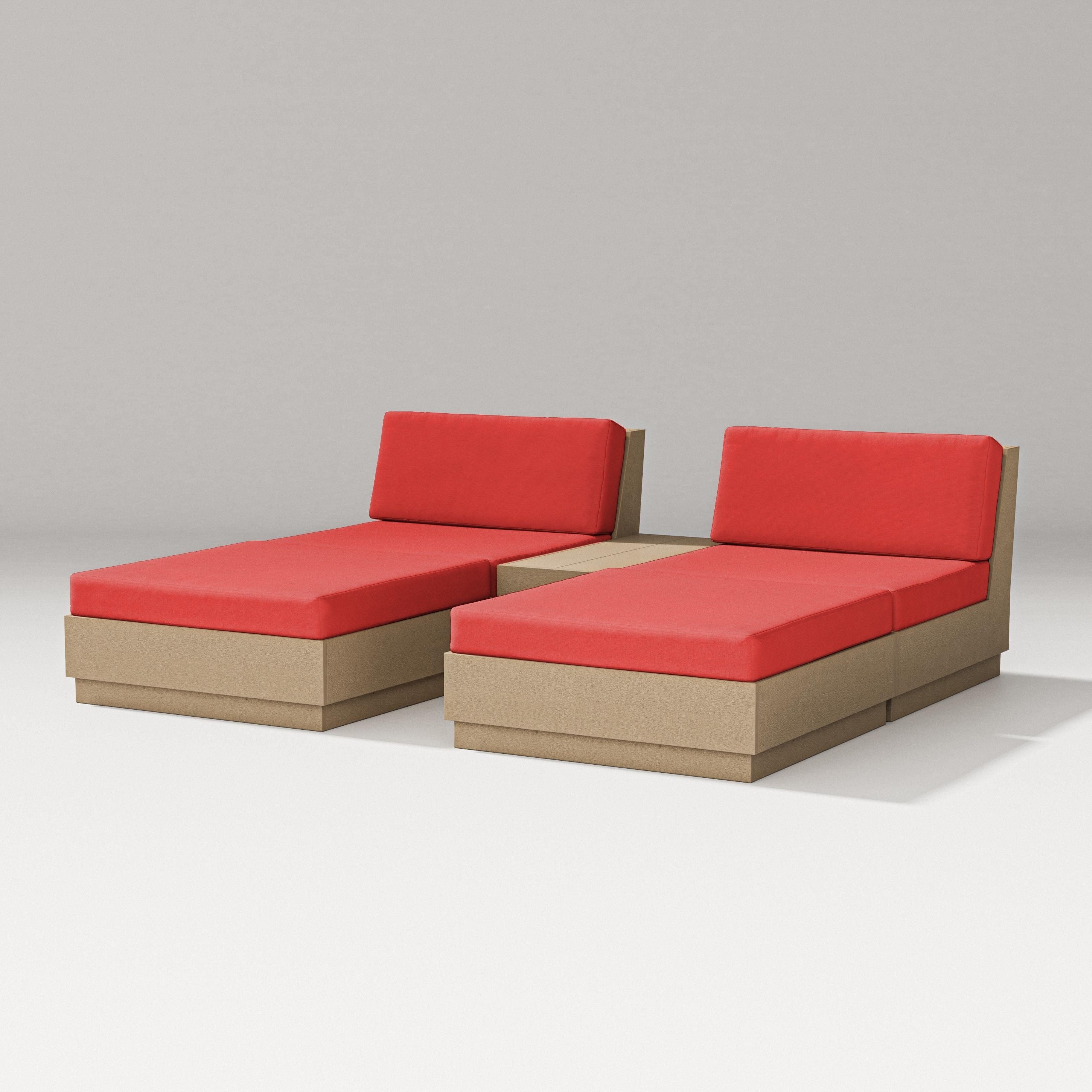 PW Designer Series Elevate Double Chaise Set in Vintage Sahara / Crimson Linen
