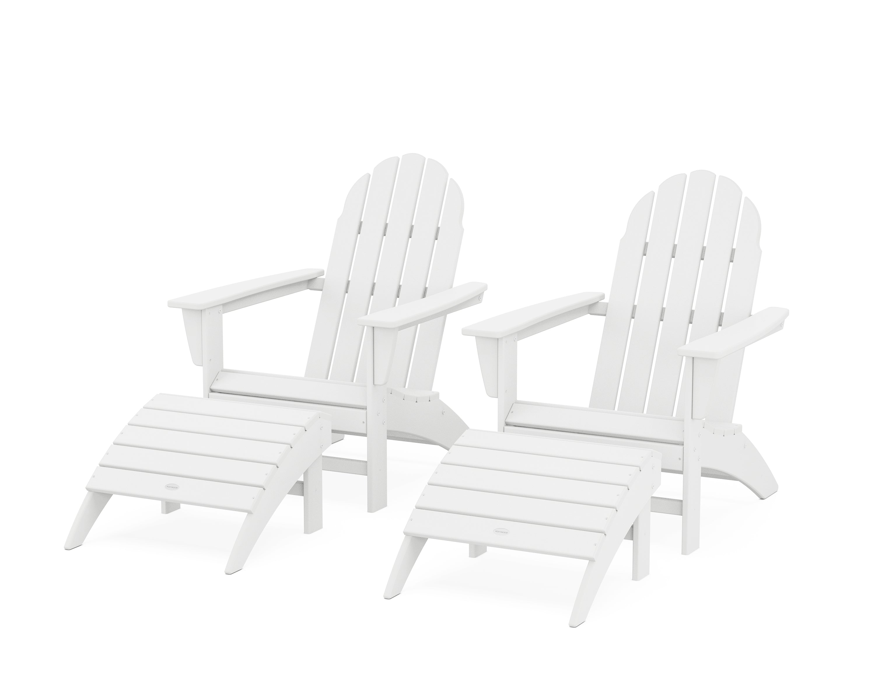 POLYWOOD® Vineyard Adirondack Chair 4-Piece Set with Ottomans in White