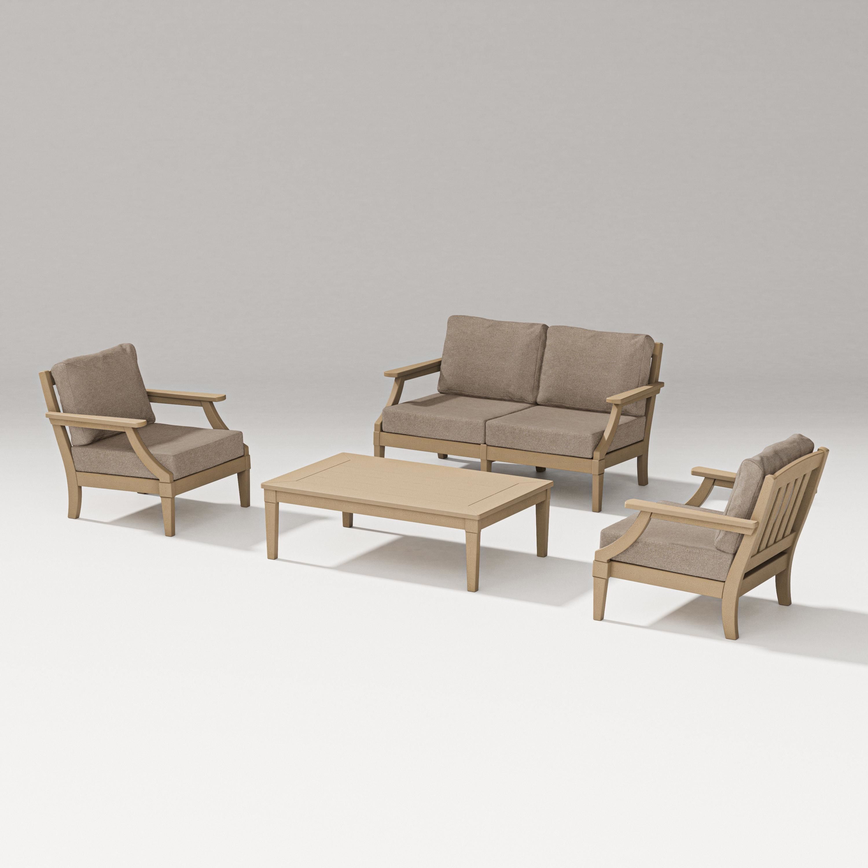 PW Designer Series Estate Lounge 4-Piece Loveseat Set in Vintage Sahara / Spiced Burlap