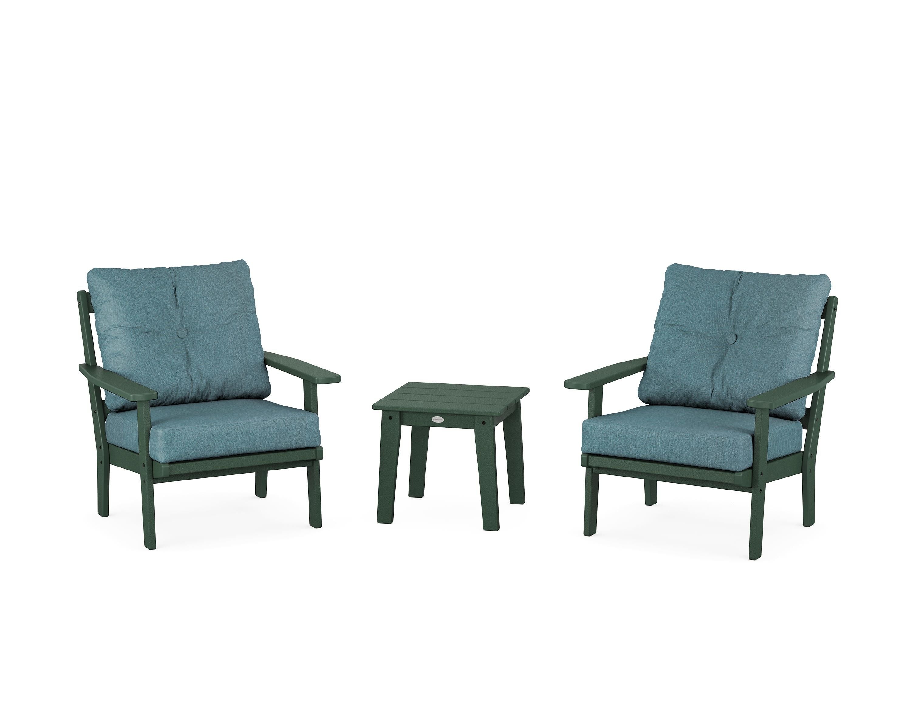 POLYWOOD Prairie 3-Piece Deep Seating Set in Green / Ocean Teal