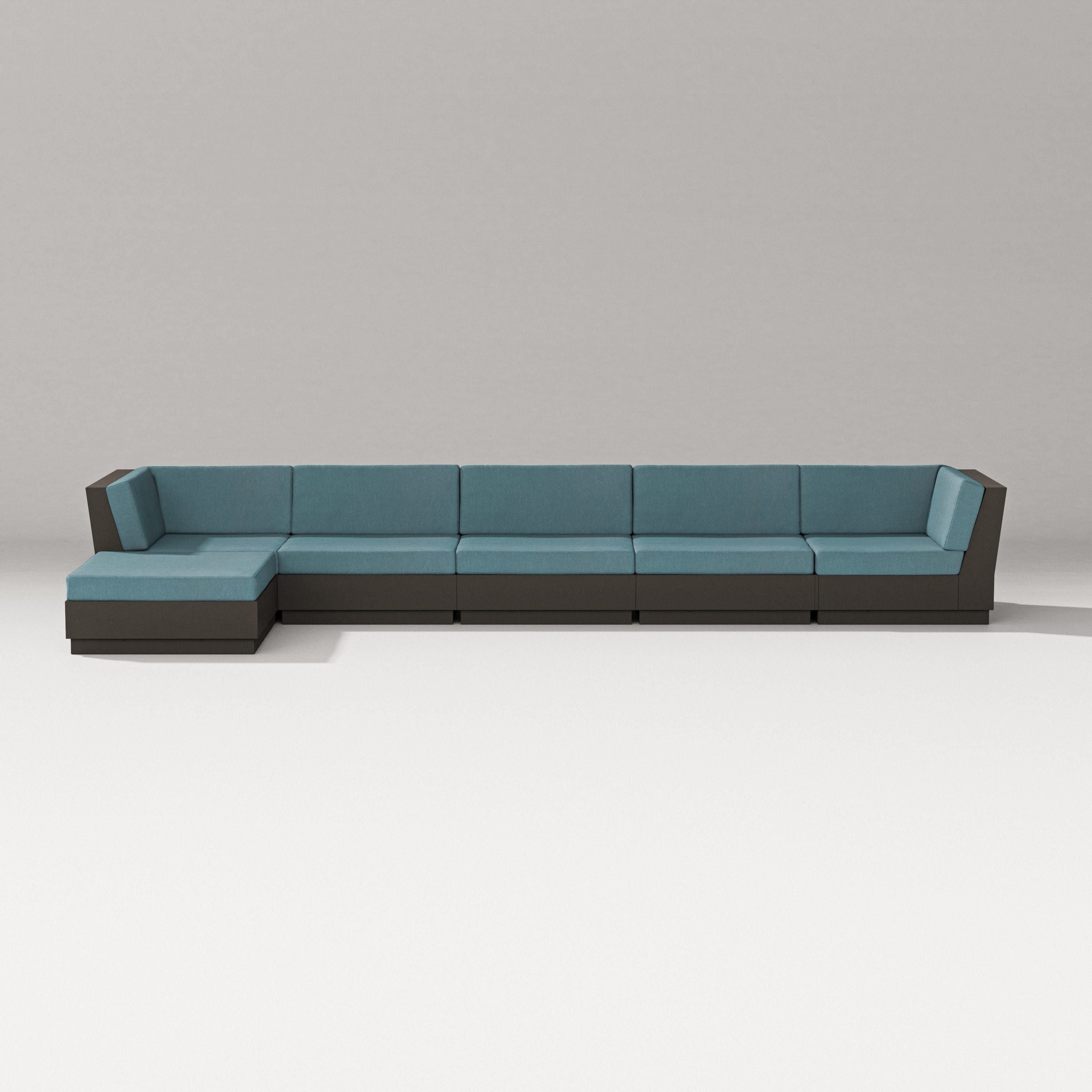 PW Designer Series Elevate 6-Piece Chaise Sectional in Vintage Coffee / Ocean Teal