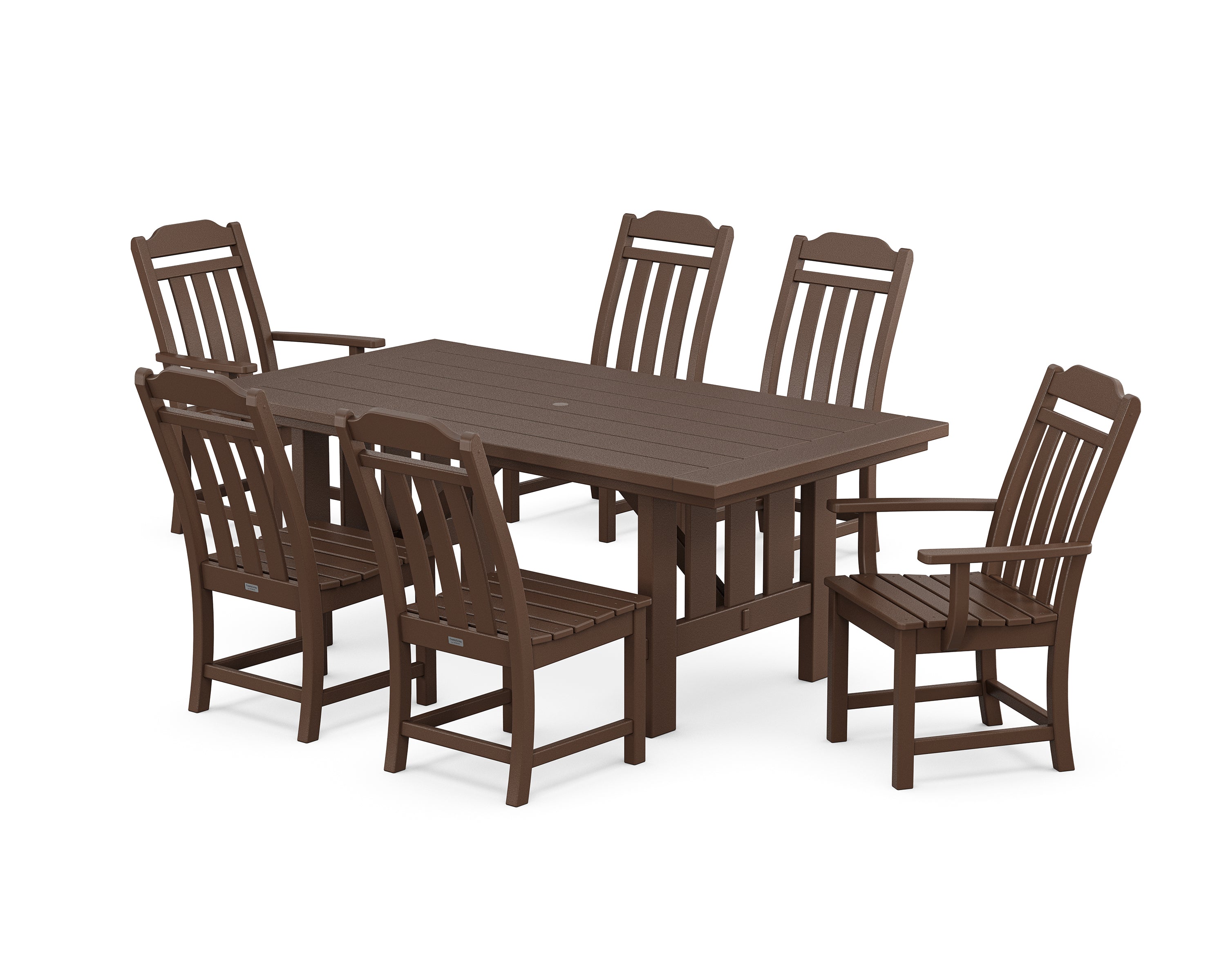 POLYWOOD® Country Living 7-Piece Dining Set with Mission Table in Mahogany