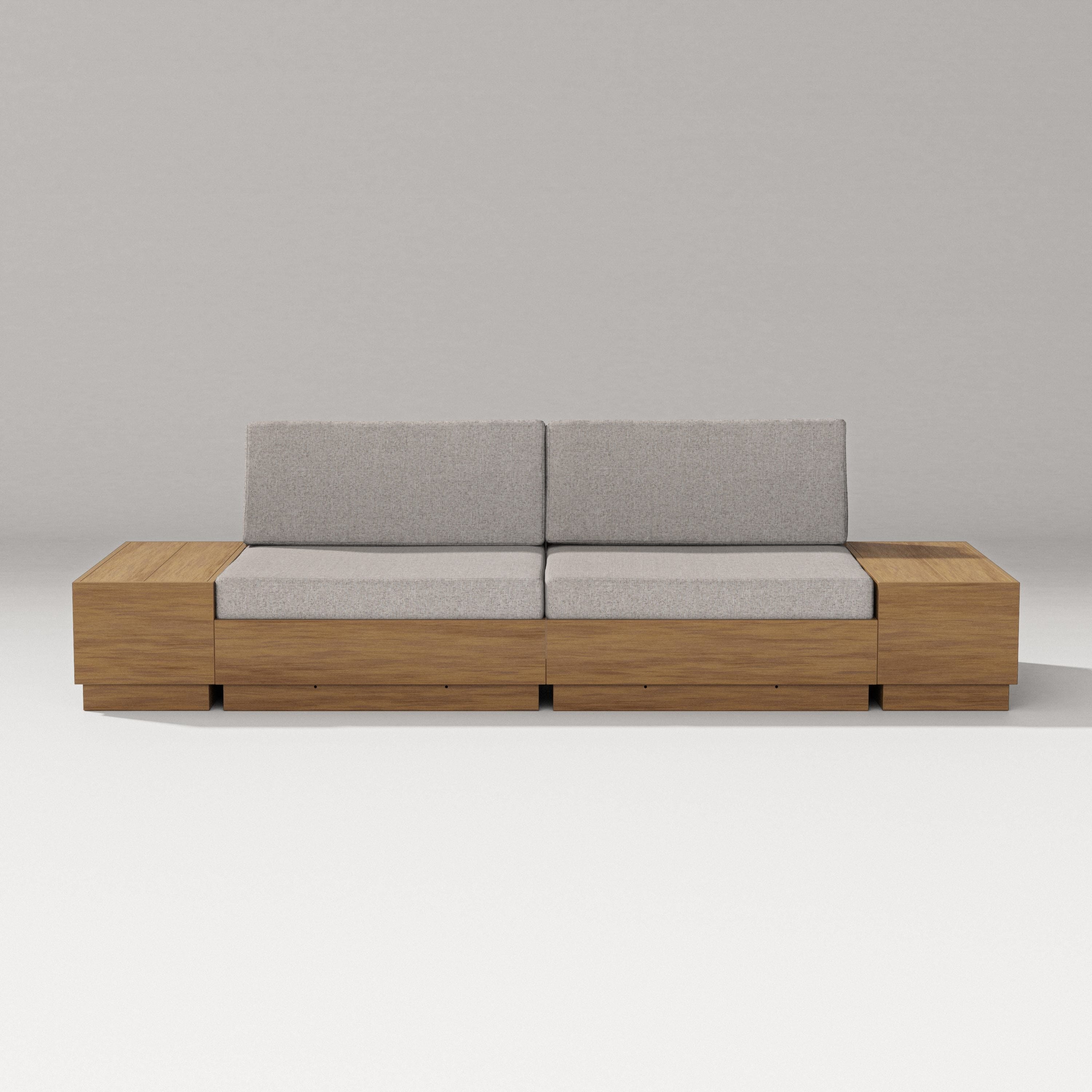 PW Designer Series Elevate 4-Piece Loveseat Sectional in Natural / Weathered Tweed