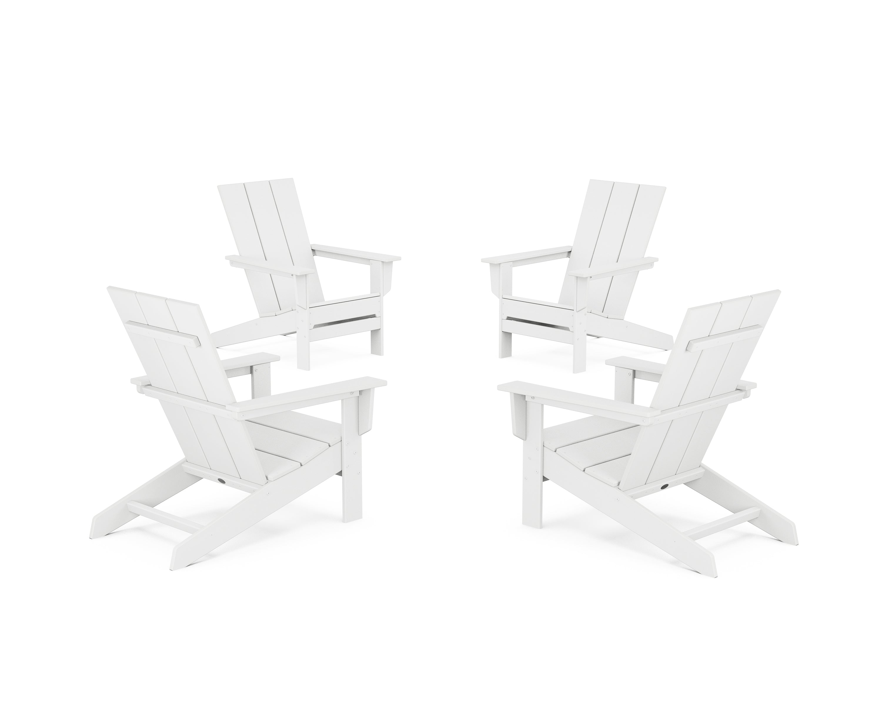 POLYWOOD® 4-Piece Modern Studio Adirondack Chair Conversation Set in White