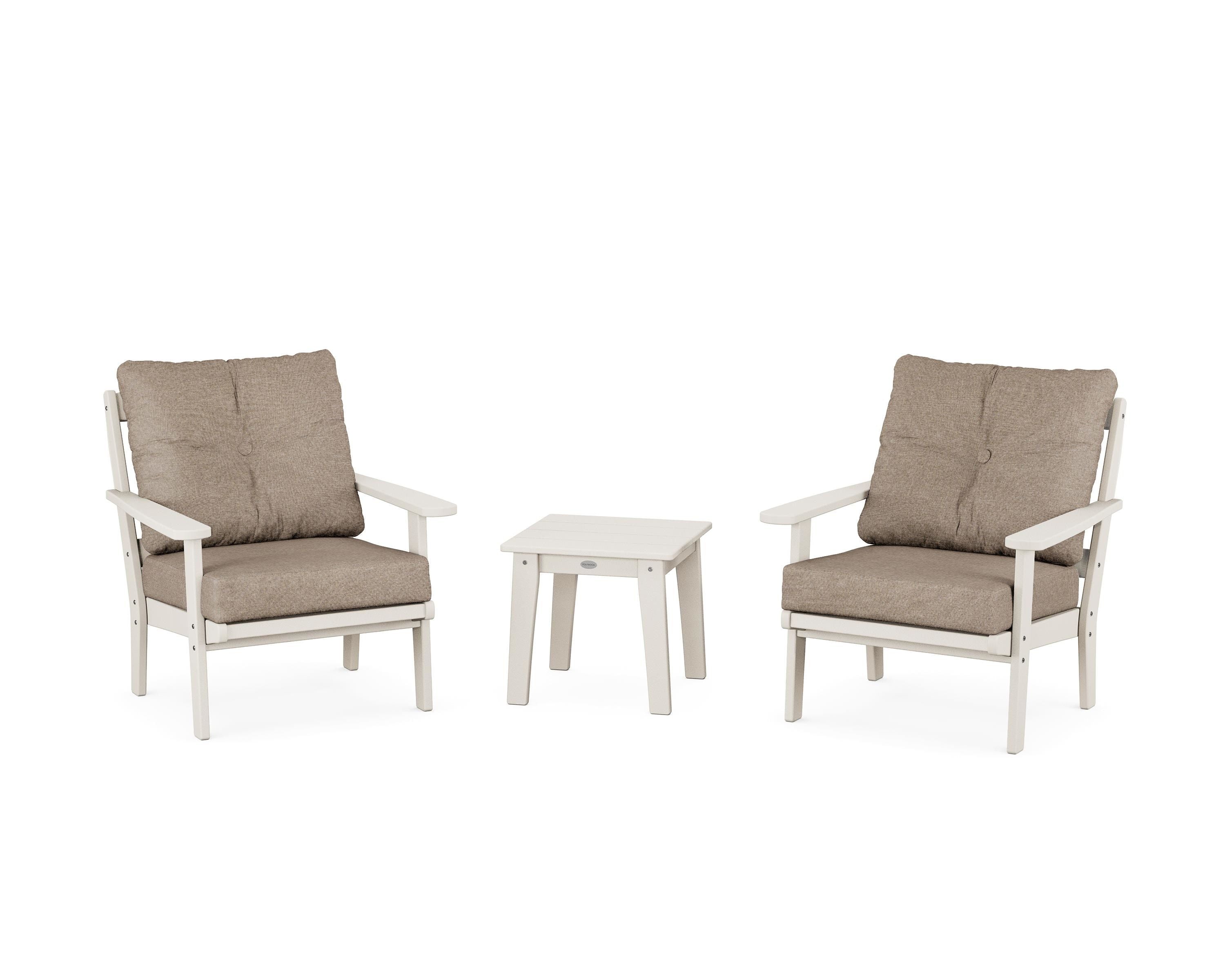 POLYWOOD Mission 3-Piece Deep Seating Set in Sand / Spiced Burlap