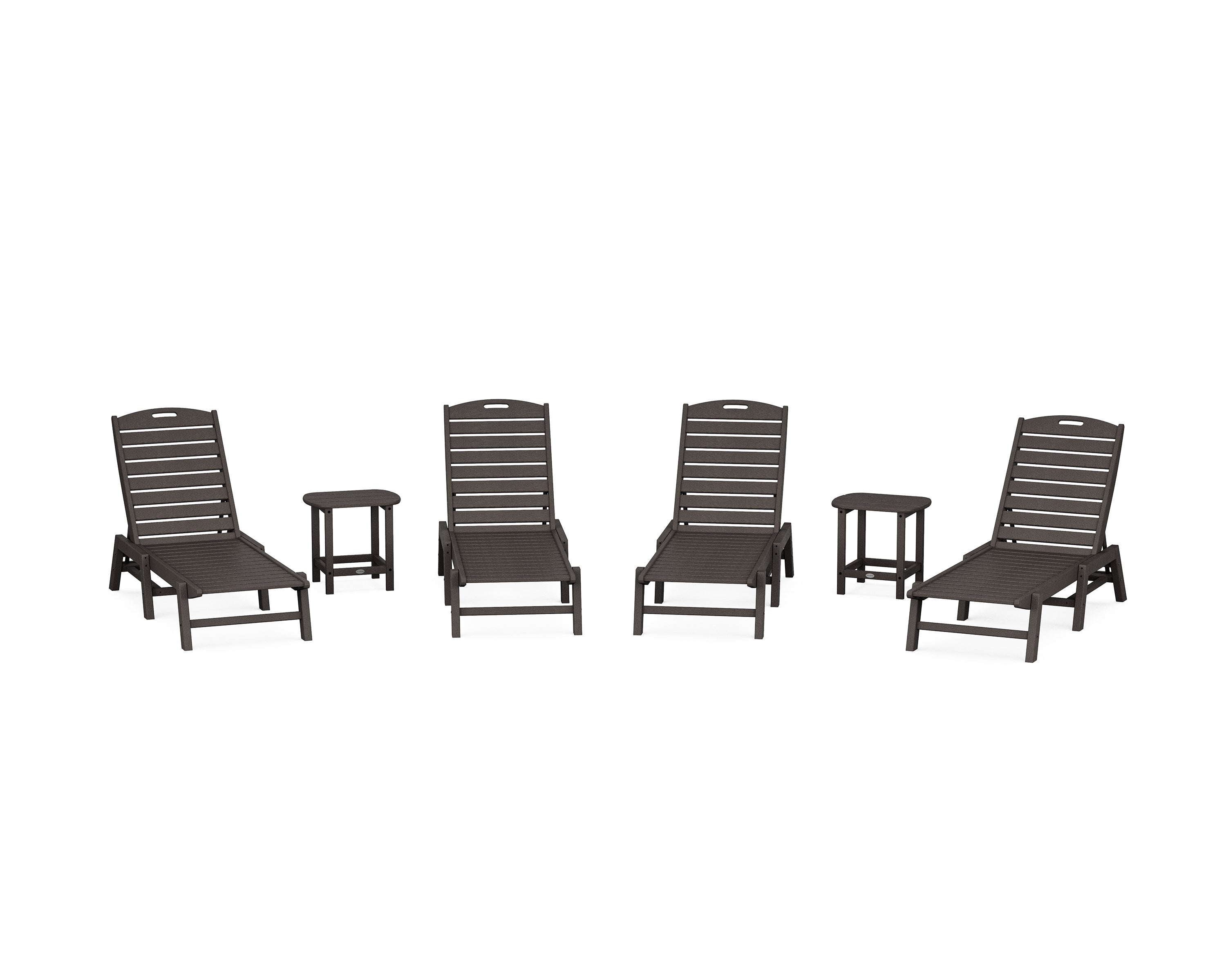POLYWOOD Nautical Chaise 6-Piece Set in Vintage Coffee