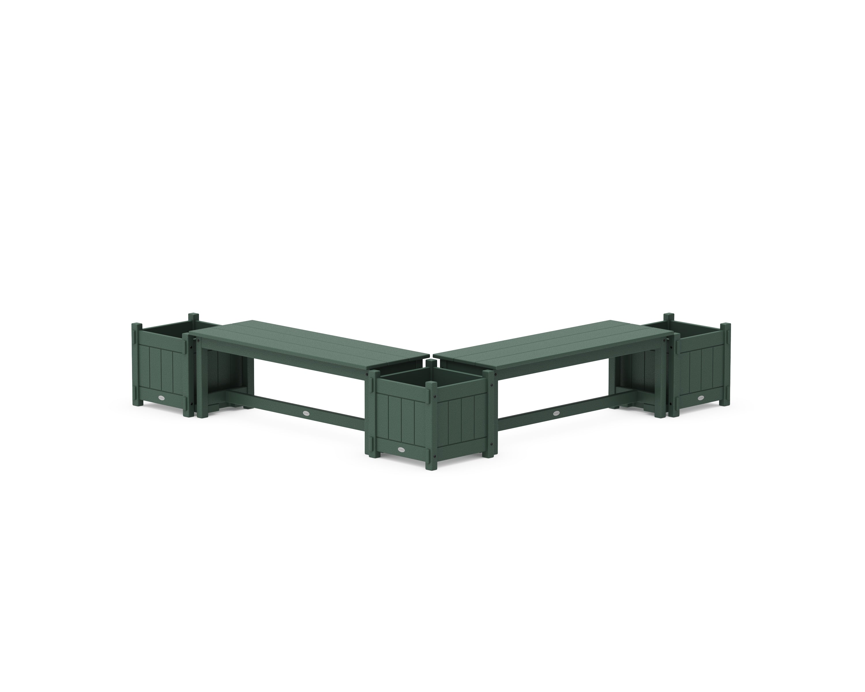 POLYWOOD 48" Vineyard L- Shaped Planter Bench Corner Set in Green