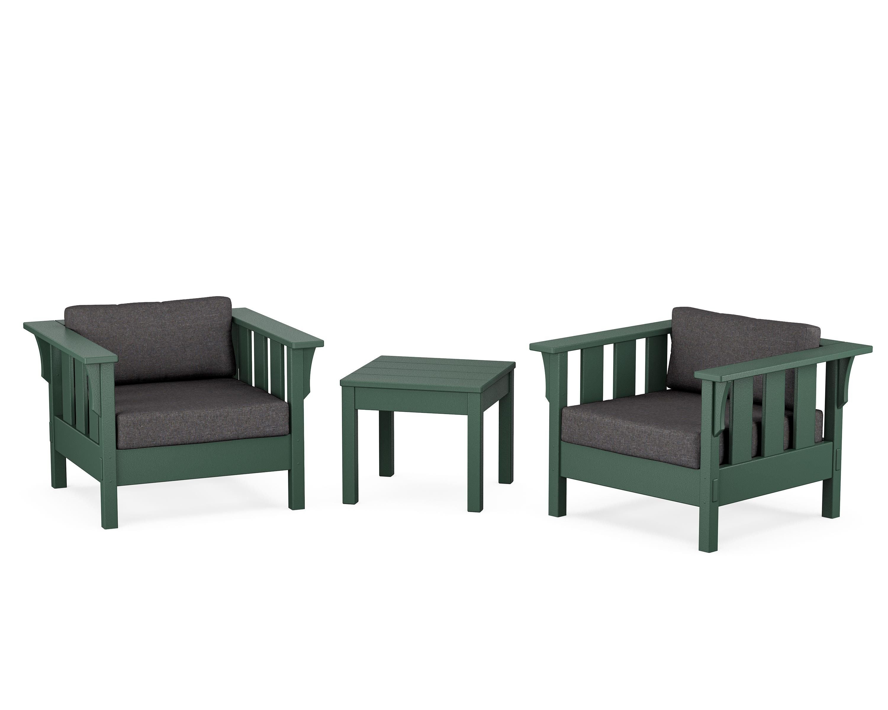 Martha Stewart by POLYWOOD Acadia 3-Piece Deep Seating Set in Green / Ash Charcoal