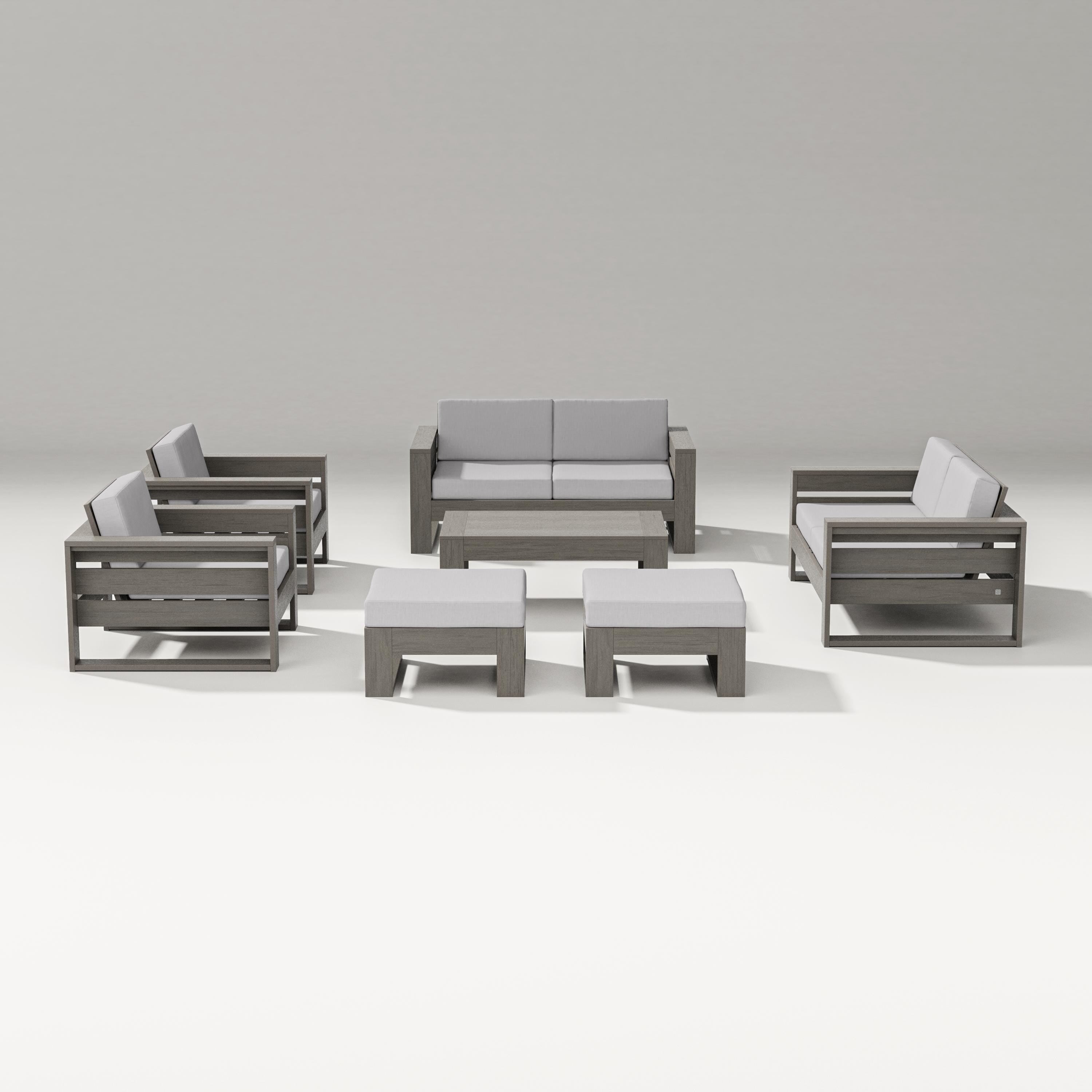 PW Designer Series Latitude 7-Piece Lounge Loveseat Set in Driftwood / Granite