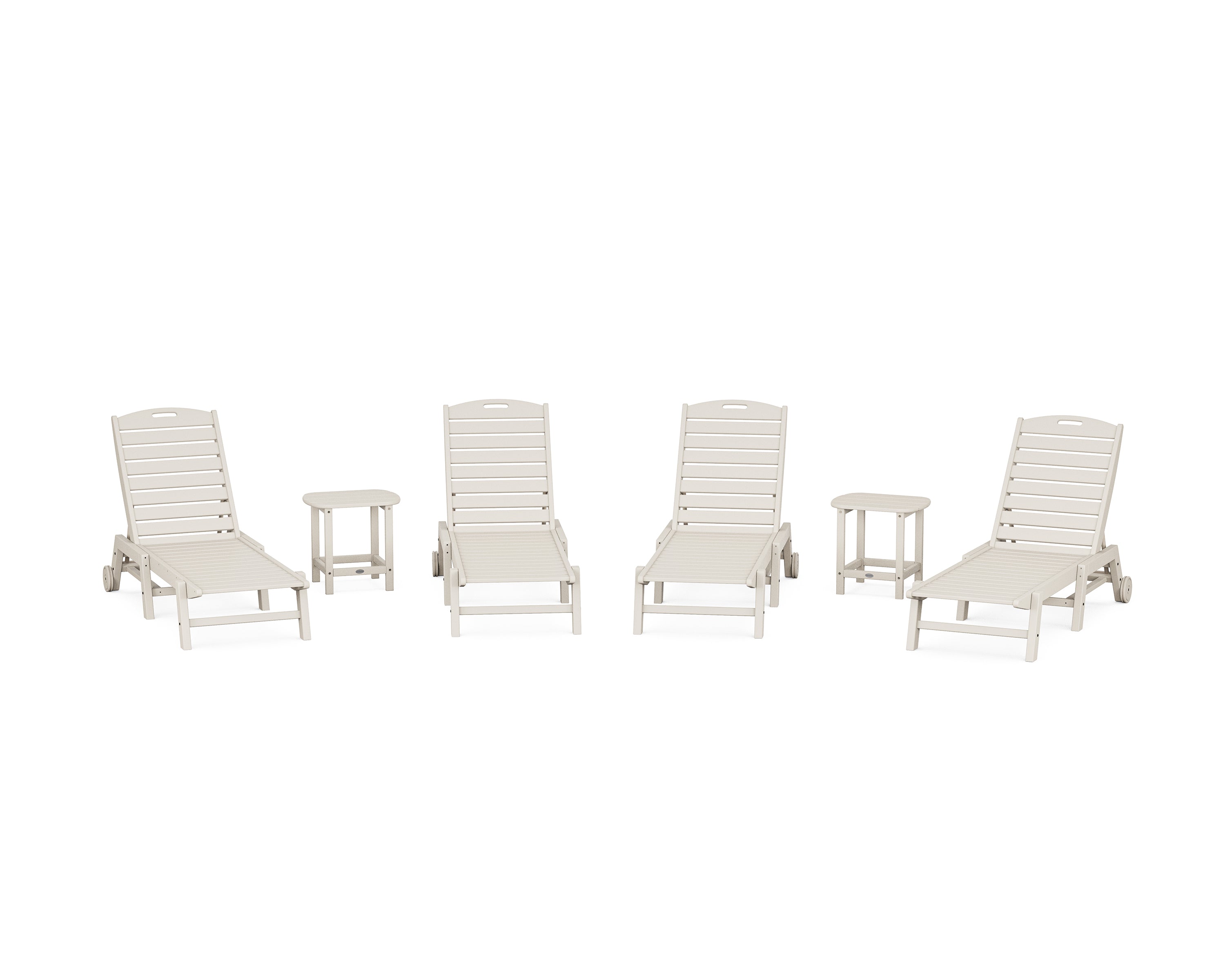 POLYWOOD Nautical Chaise 6-Piece Set with Wheels in Sand