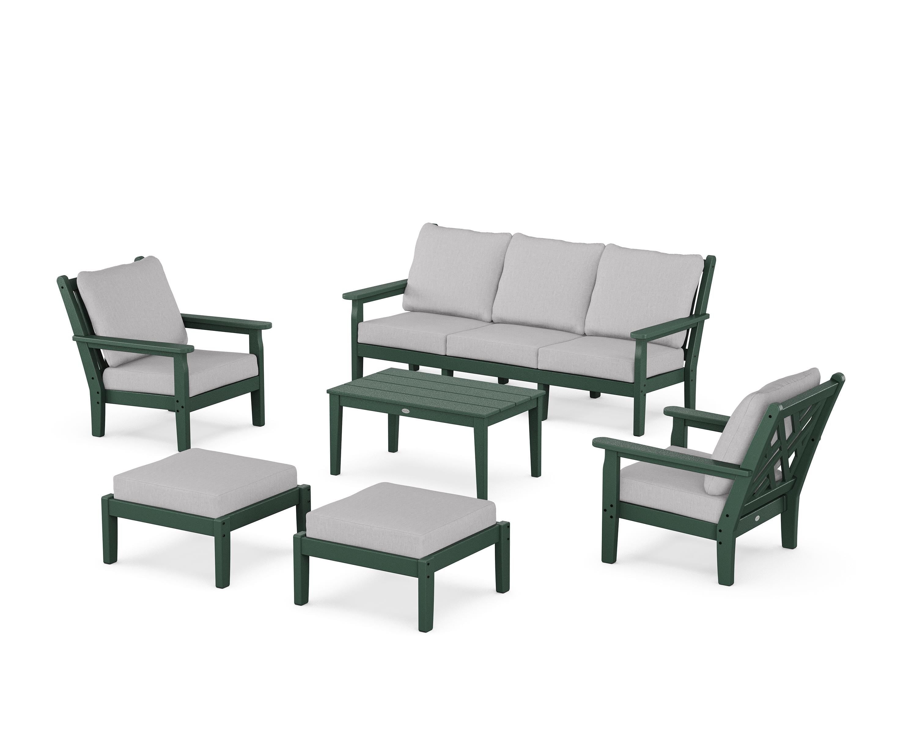 POLYWOOD Chippendale 6-Piece Lounge Sofa Set in Green / Granite
