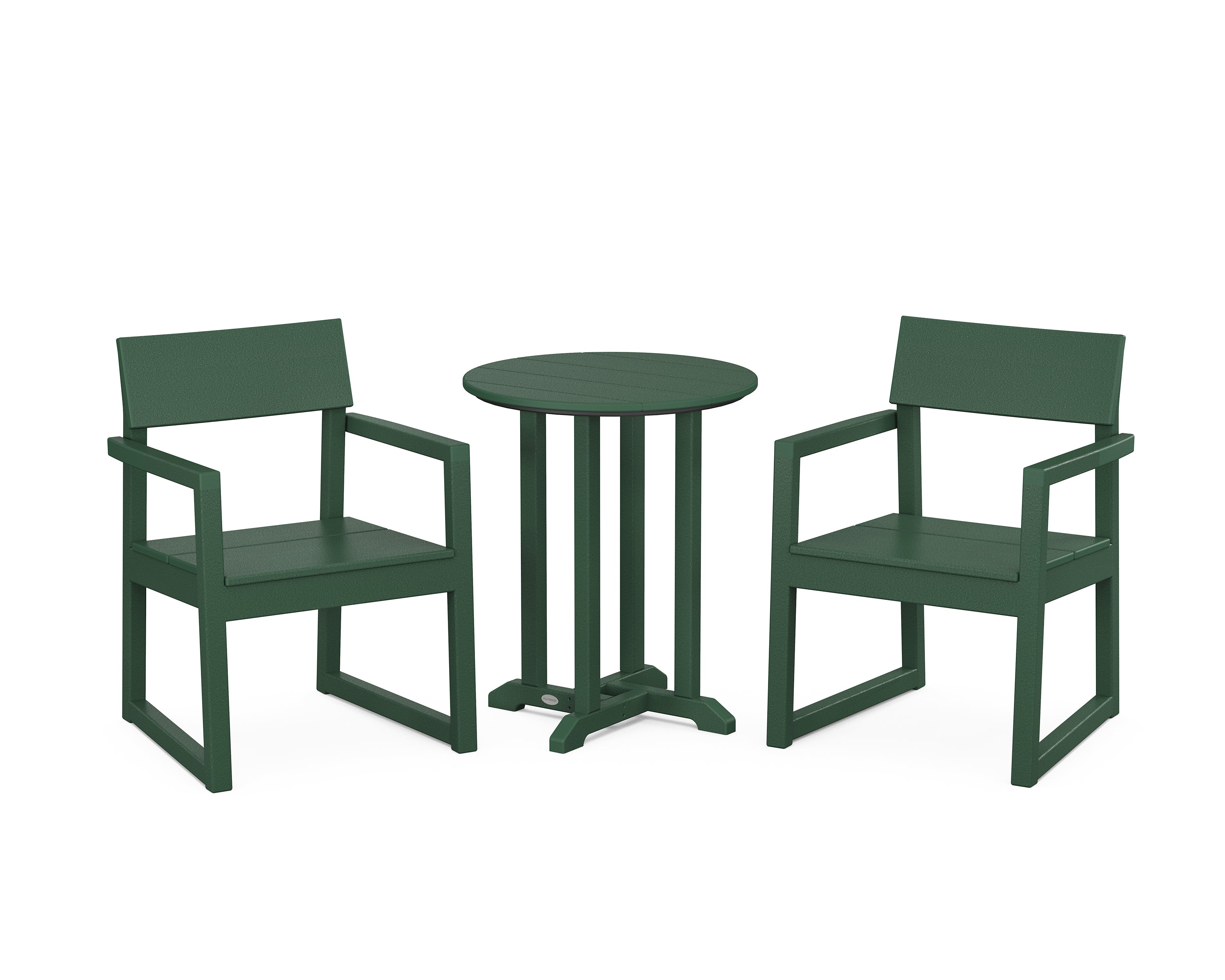 POLYWOOD EDGE 3-Piece Round Bistro Dining Set in Green