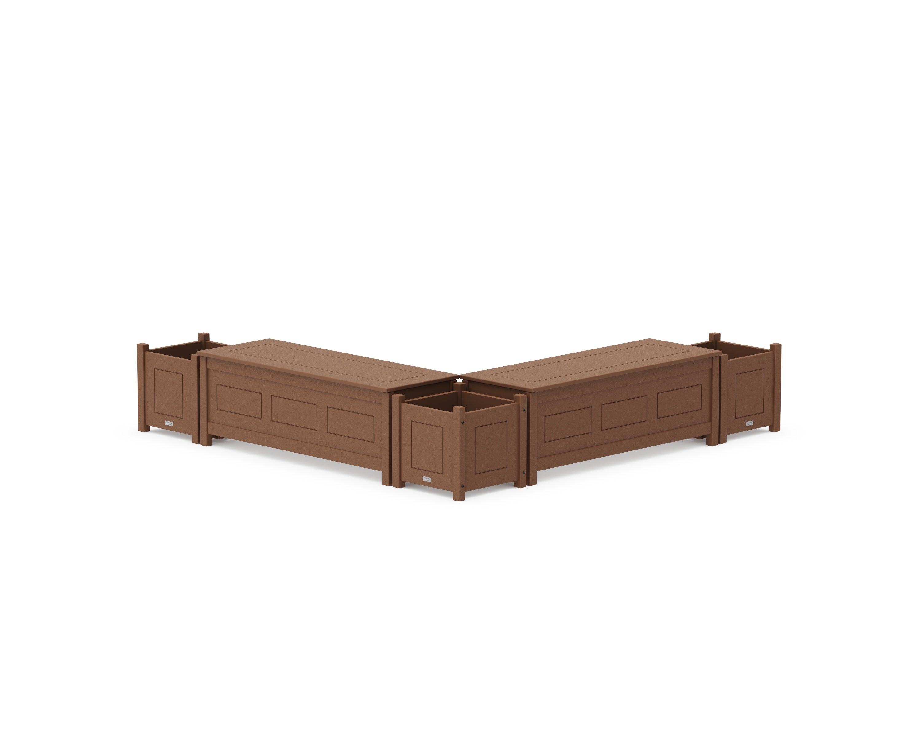 Country Living 48" Country Living L- Shaped Planter Storage Bench Corner Set in Teak