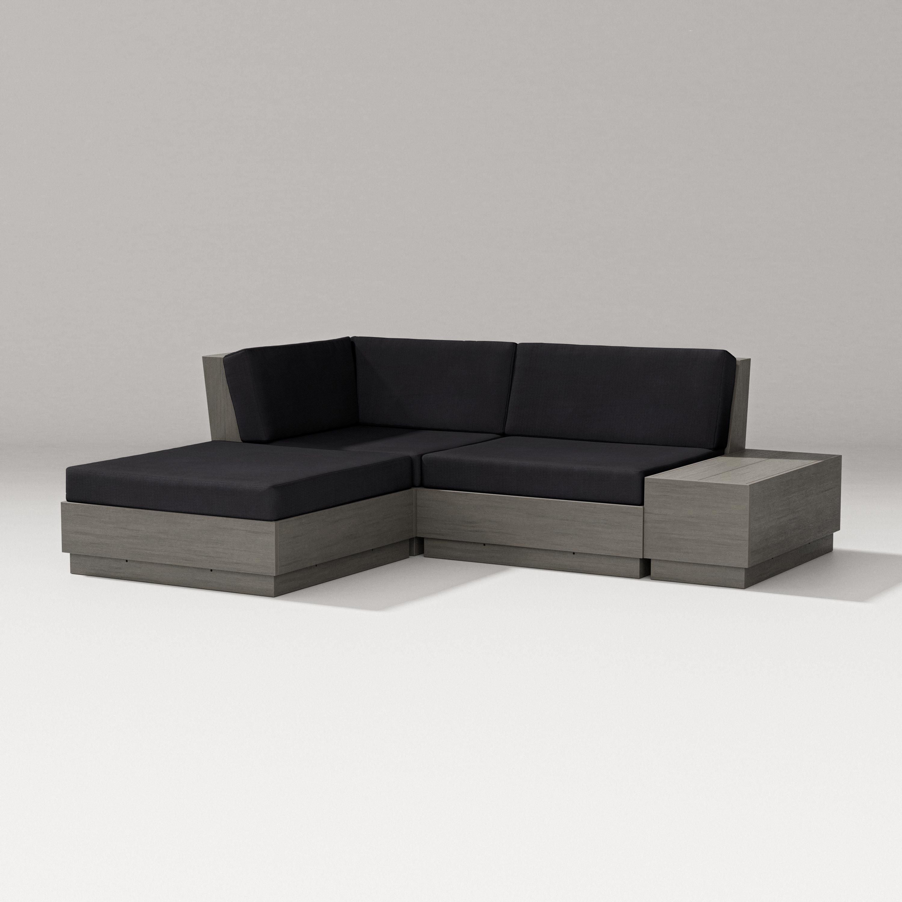 PW Designer Series Elevate Loveseat Sectional with Chaise in Driftwood / Midnight Linen