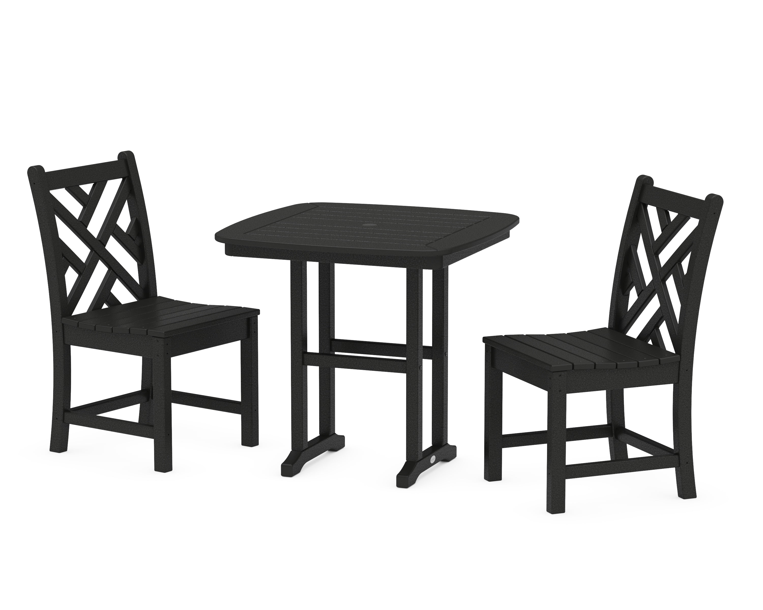 POLYWOOD Chippendale Side Chair 3-Piece Dining Set in Black