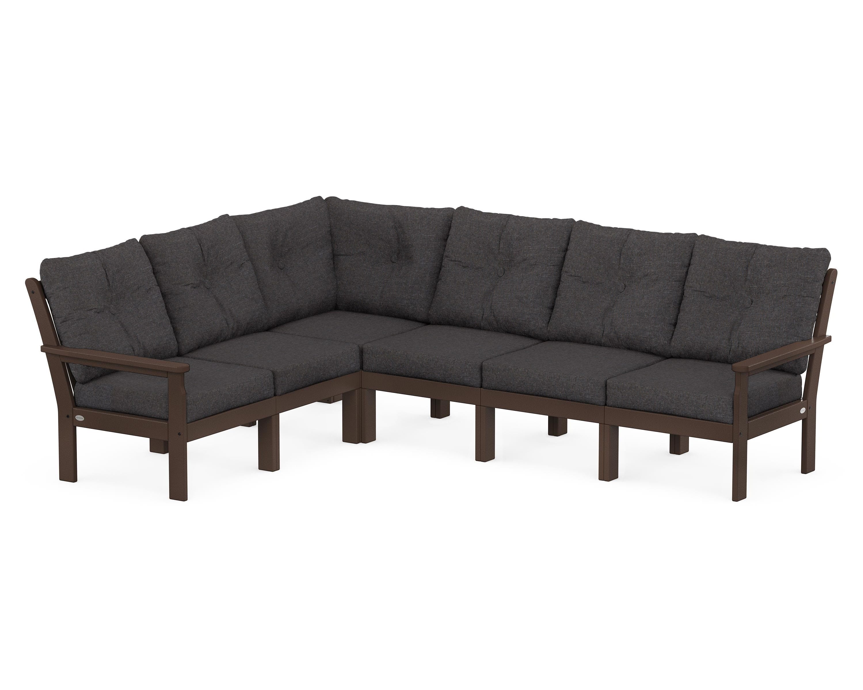 POLYWOOD Vineyard 6-Piece Sectional in Mahogany / Ash Charcoal