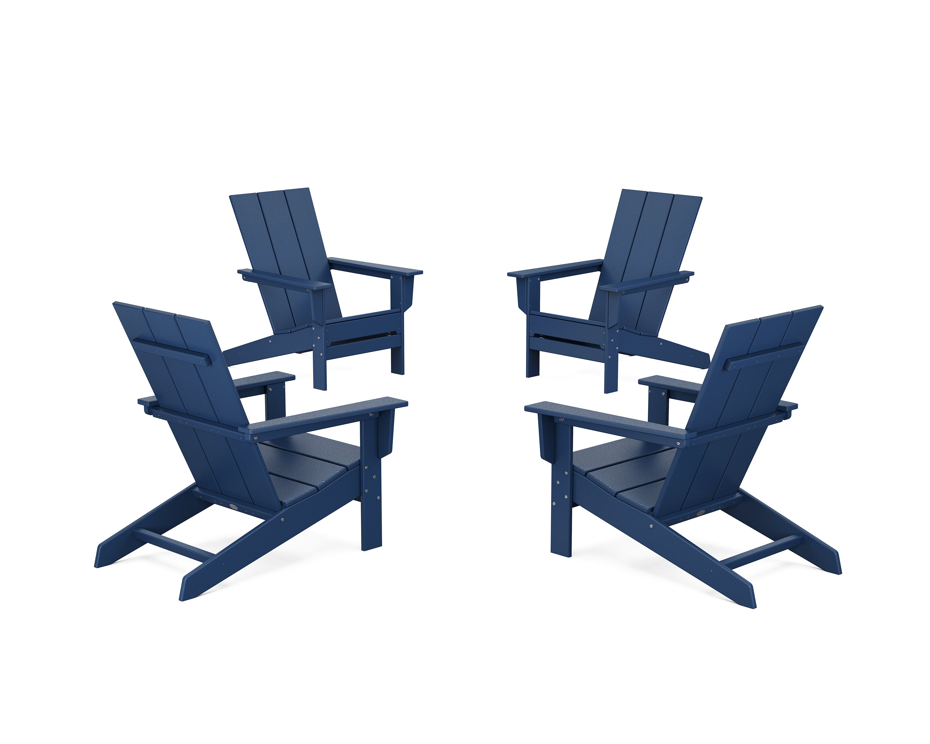POLYWOOD® 4-Piece Modern Studio Adirondack Chair Conversation Set in Navy