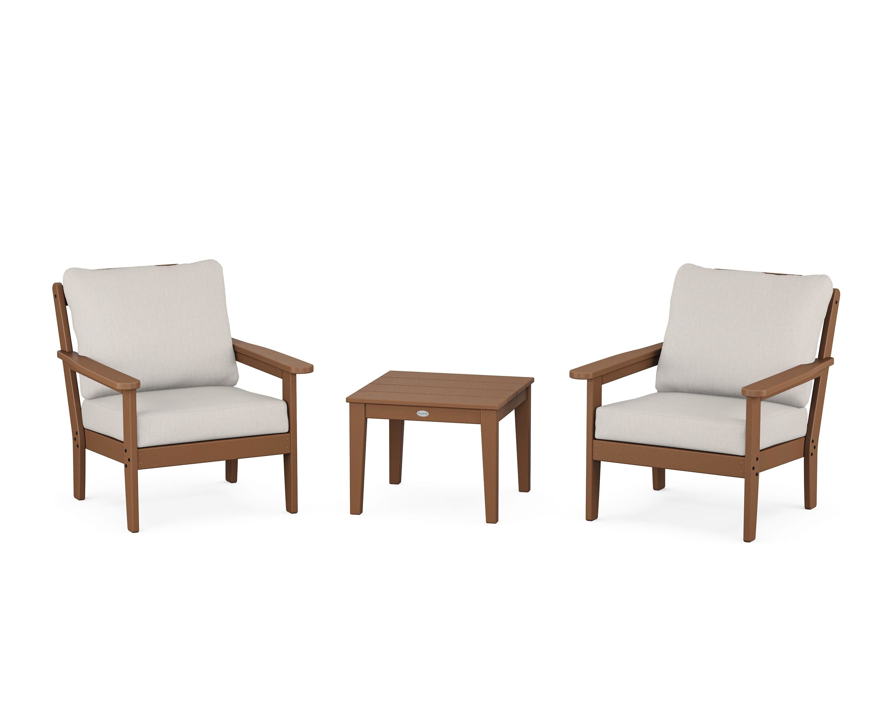 Country Living Cottage 3-Piece Deep Seating Set in Teak / Cast Ash