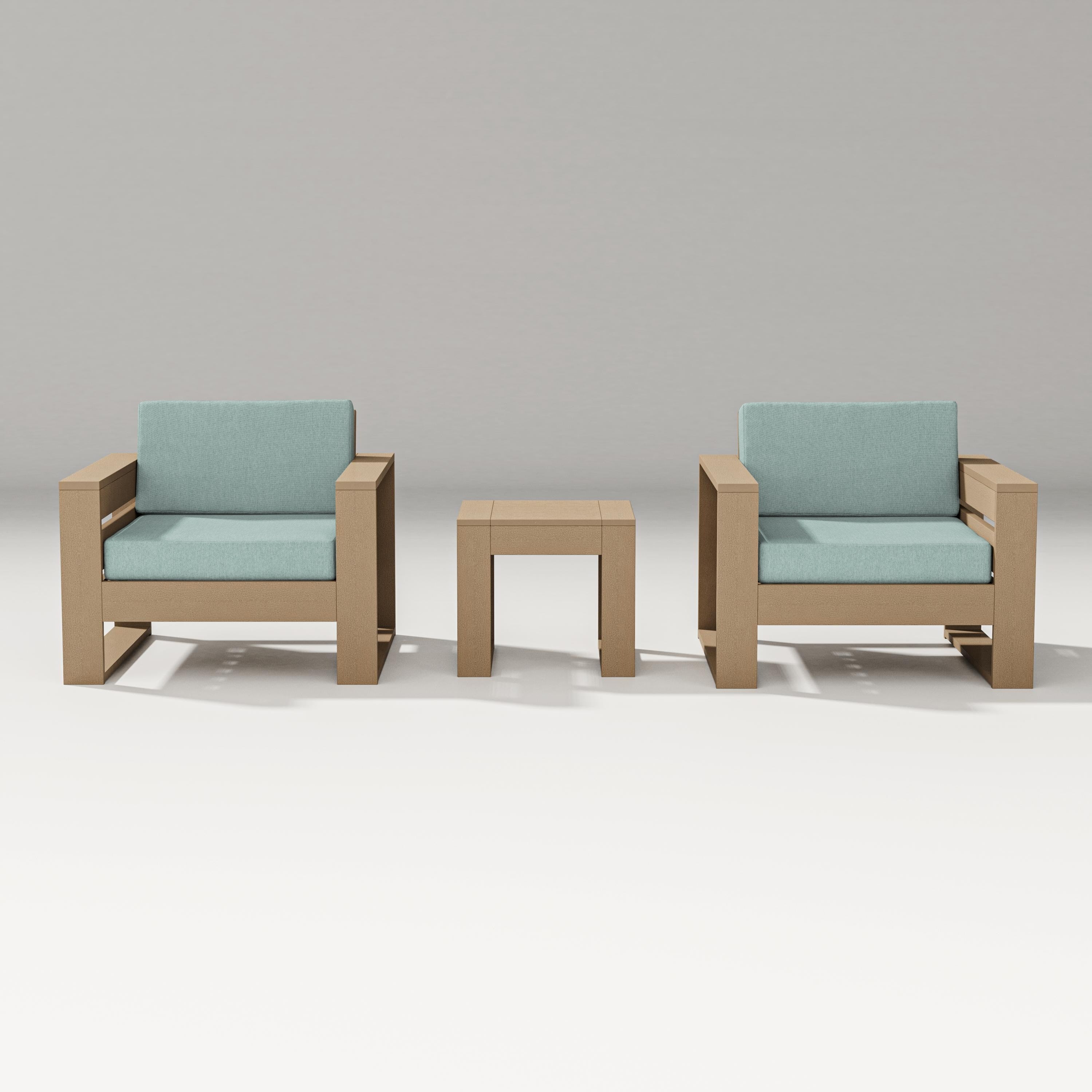 PW Designer Series Latitude 3-Piece Lounge Chair Set in Vintage Sahara / Glacier Spa