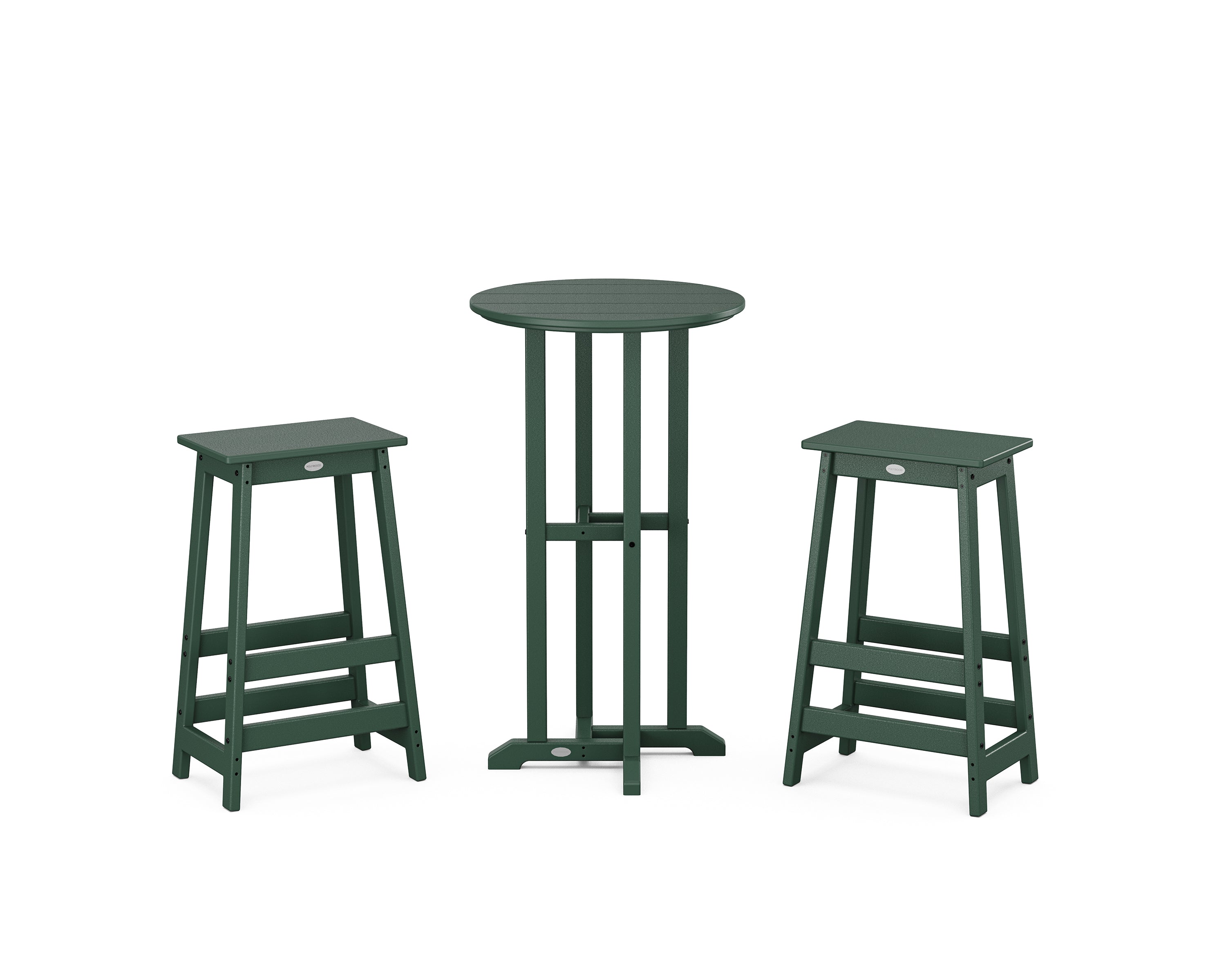 POLYWOOD Modern Studio Bar Stool 3-Piece Bistro Set in Green