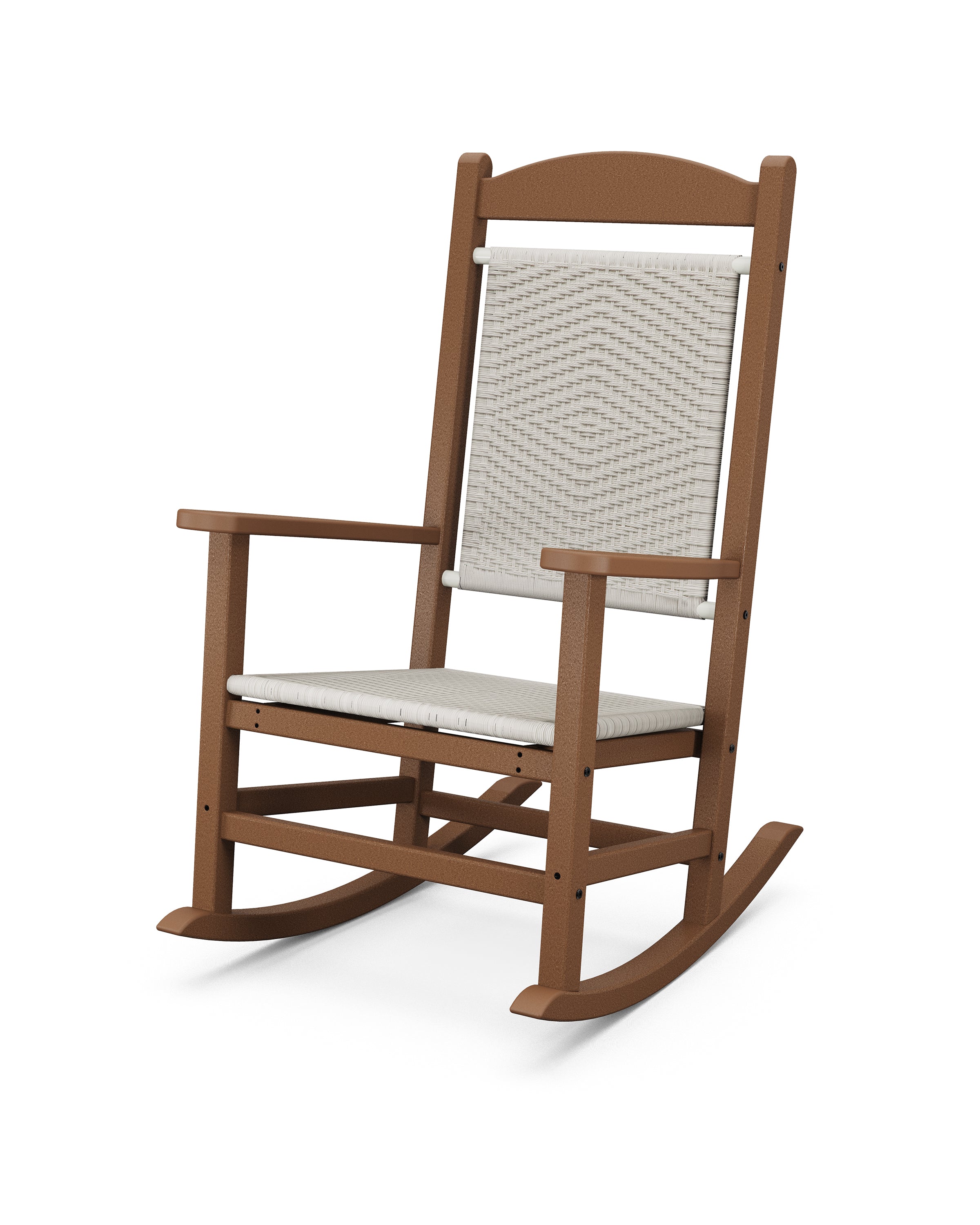 POLYWOOD® Presidential Woven Rocking Chair in Teak / White Loom