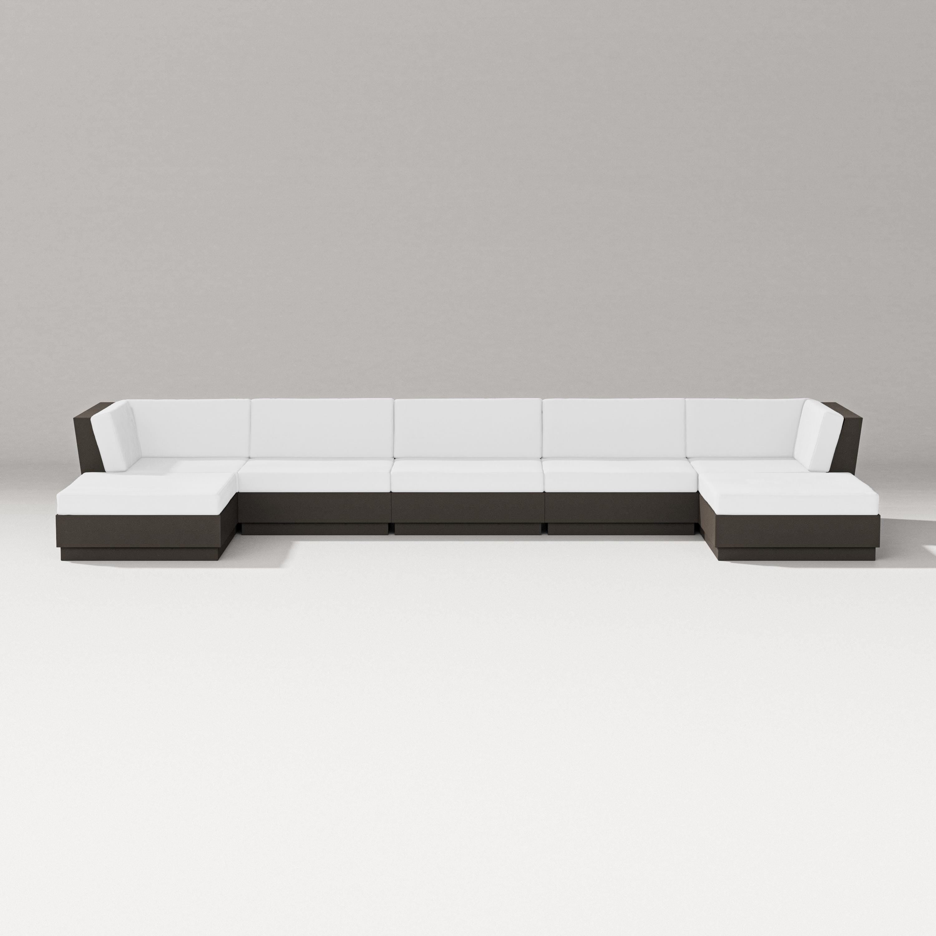 PW Designer Series Elevate 7-Piece Double Chaise Sectional in Vintage Coffee / Natural