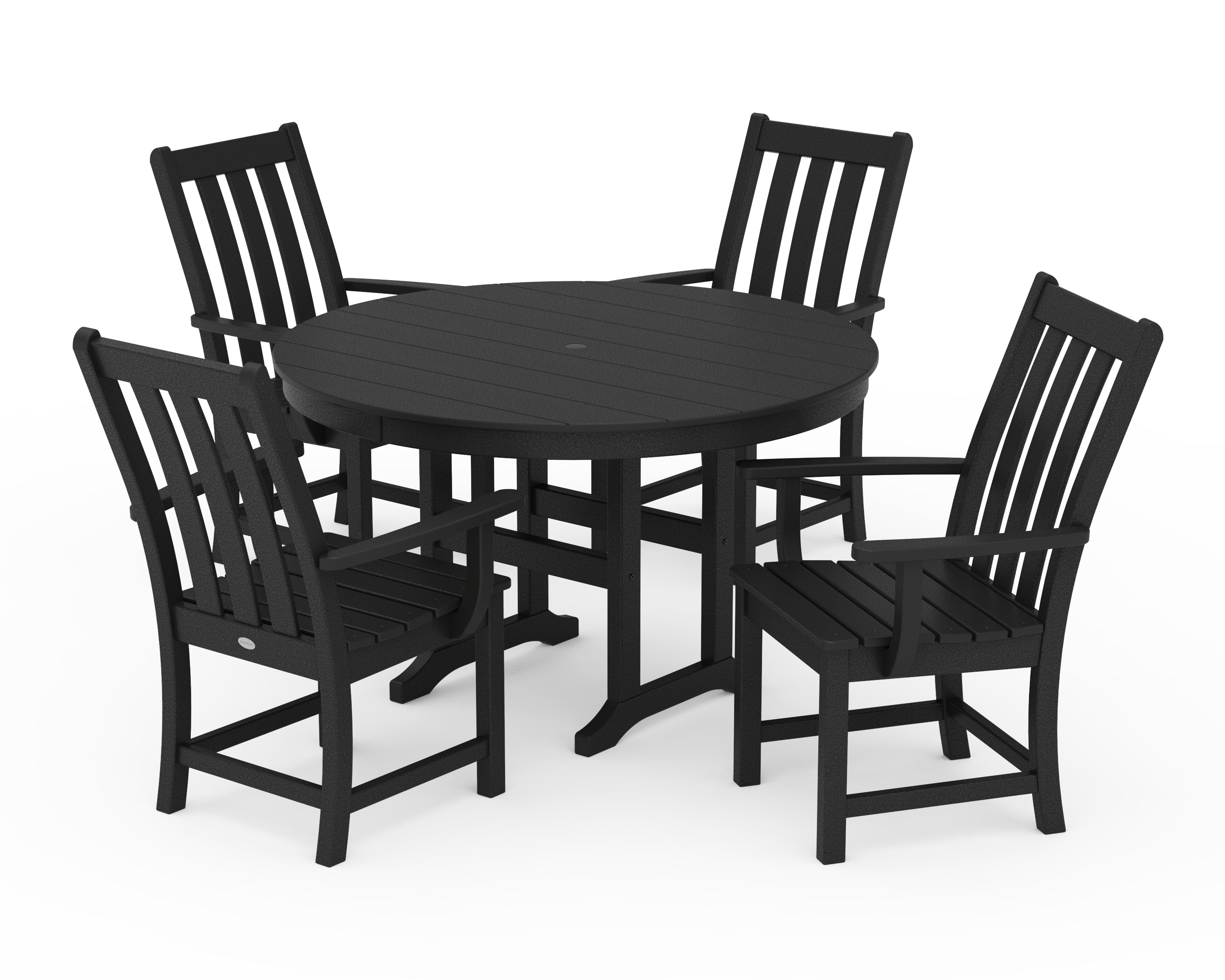 POLYWOOD Vineyard 5-Piece Round Farmhouse Dining Set in Black