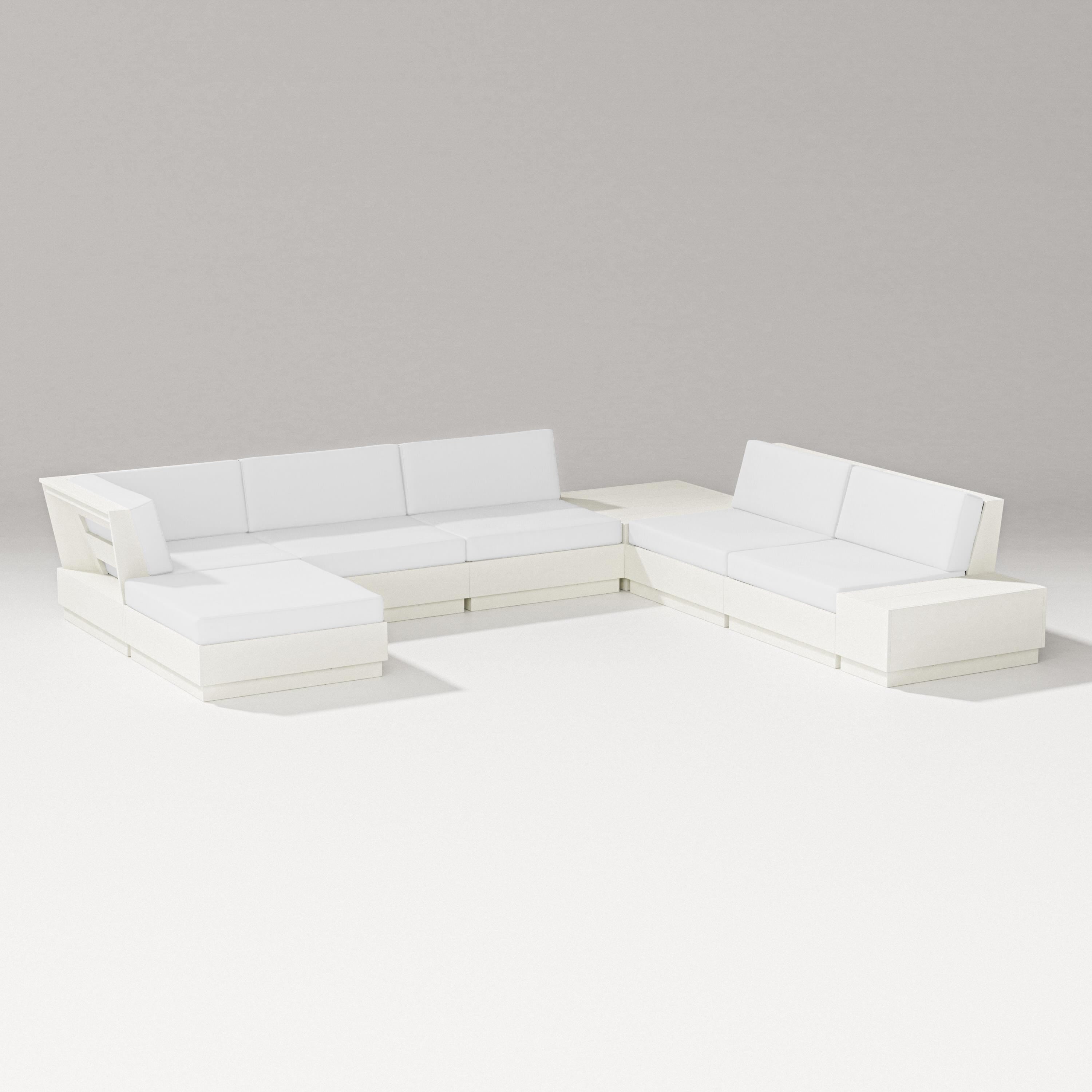 PW Designer Series Elevate 8-Piece Corner Sectional in Vintage White / Natural