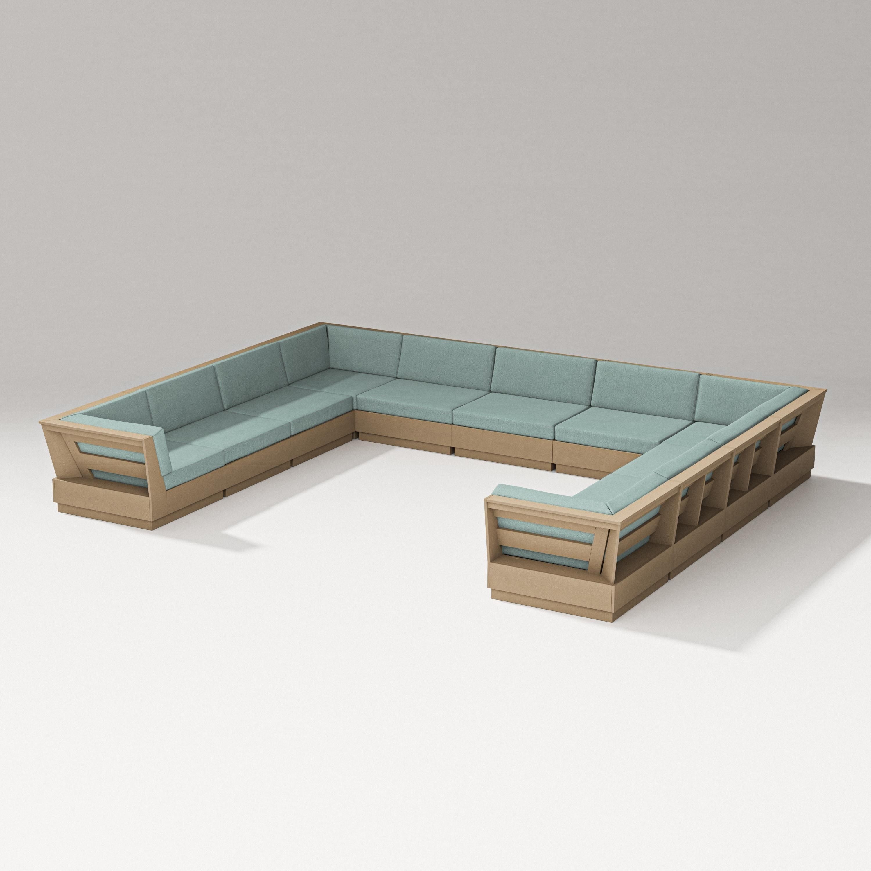 PW Designer Series Elevate Large U-Shaped Sectional in Vintage Sahara / Glacier Spa