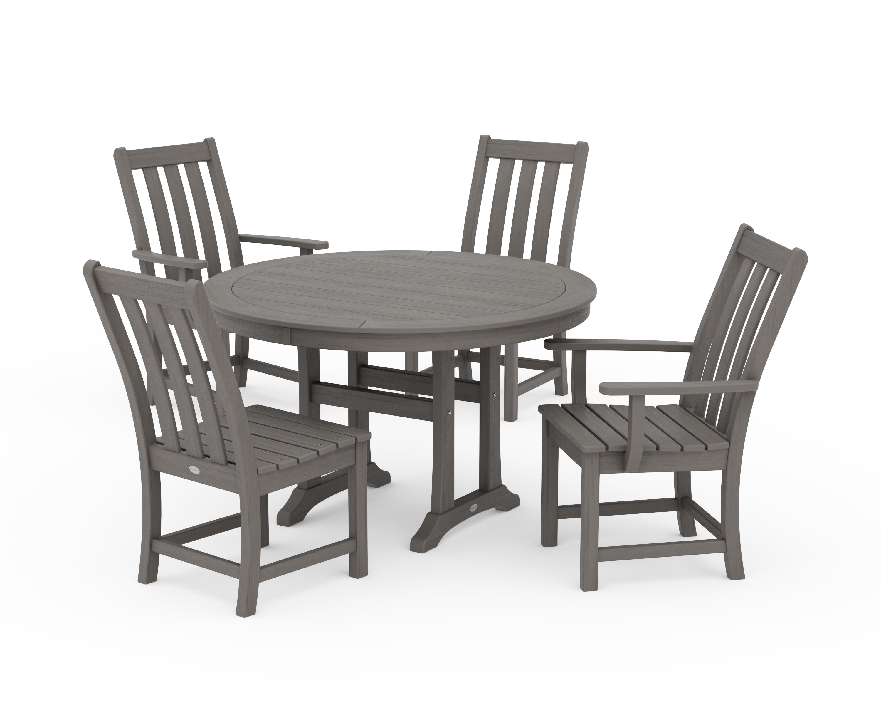 POLYWOOD Vineyard 5-Piece Nautical Trestle Dining Set in Driftwood
