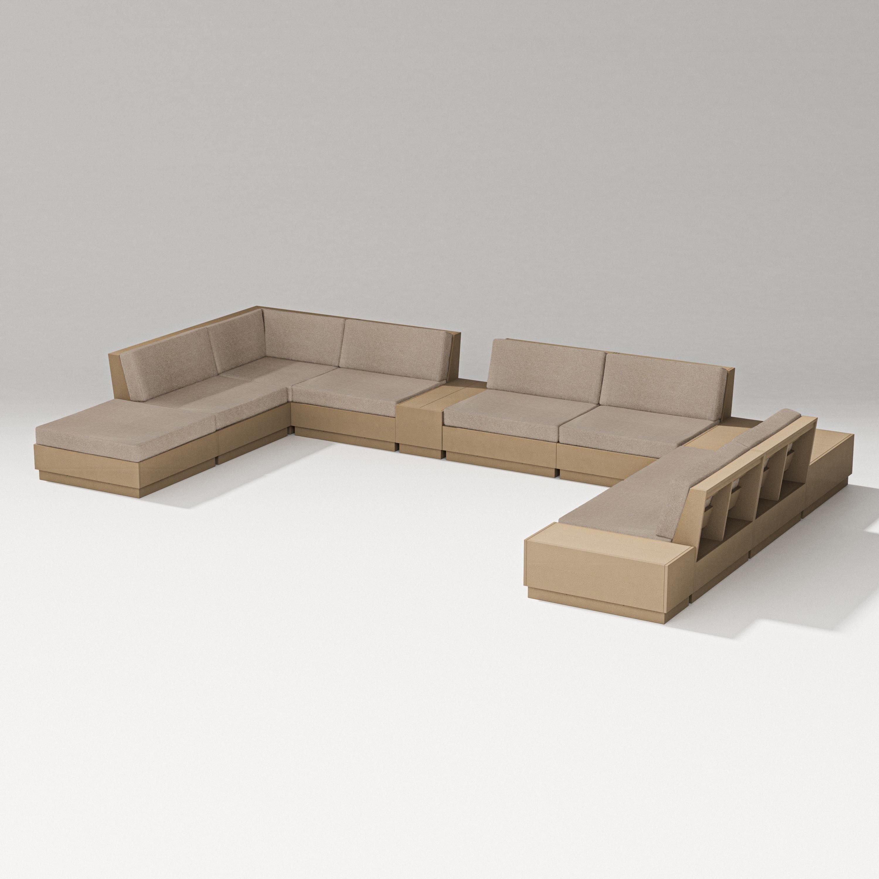 PW Designer Series Elevate 11-Piece Conversation Sectional Set in Vintage Sahara / Spiced Burlap