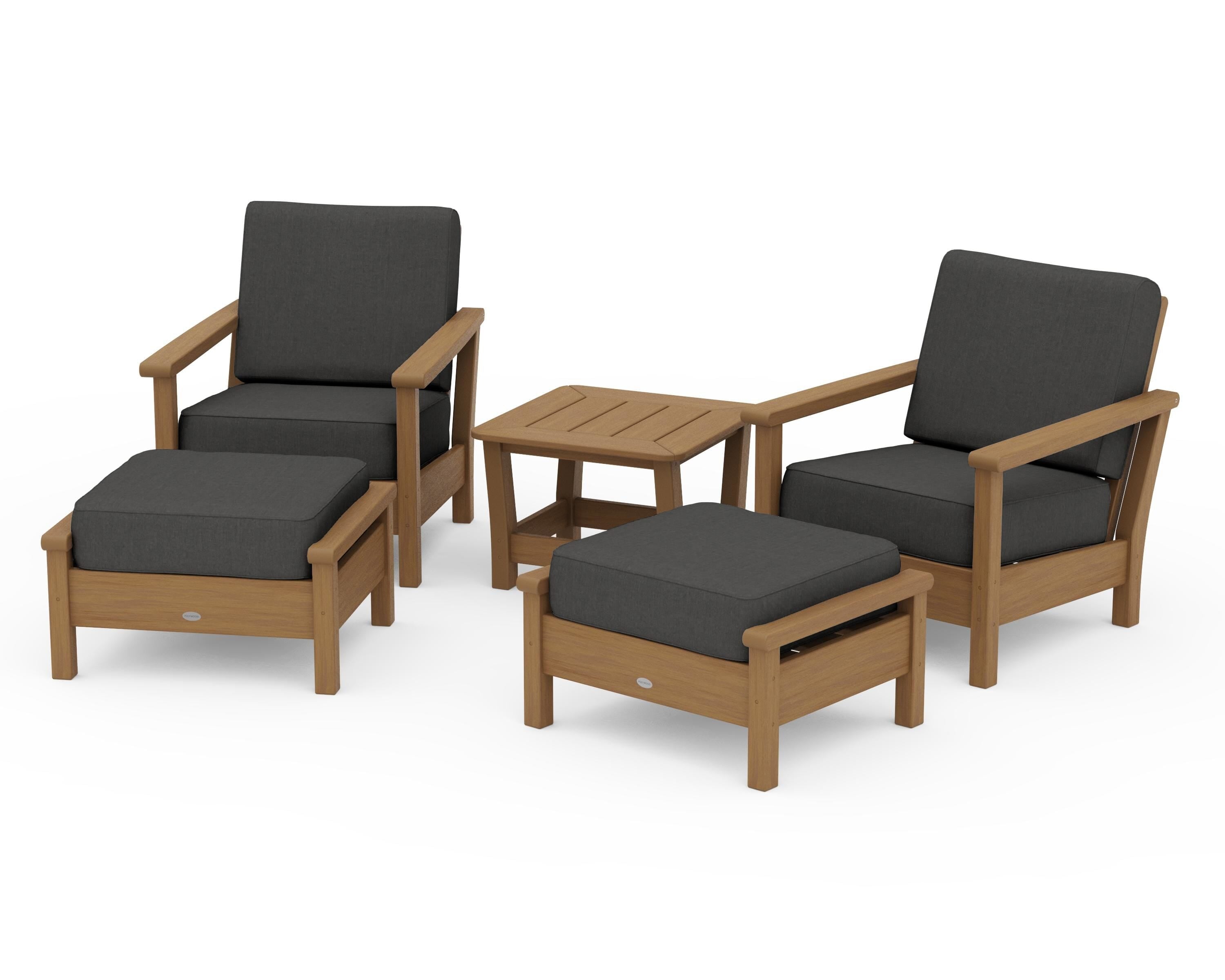 POLYWOOD Harbour 5-Piece Deep Seating Chair Set in Natural / Spectrum Carbon