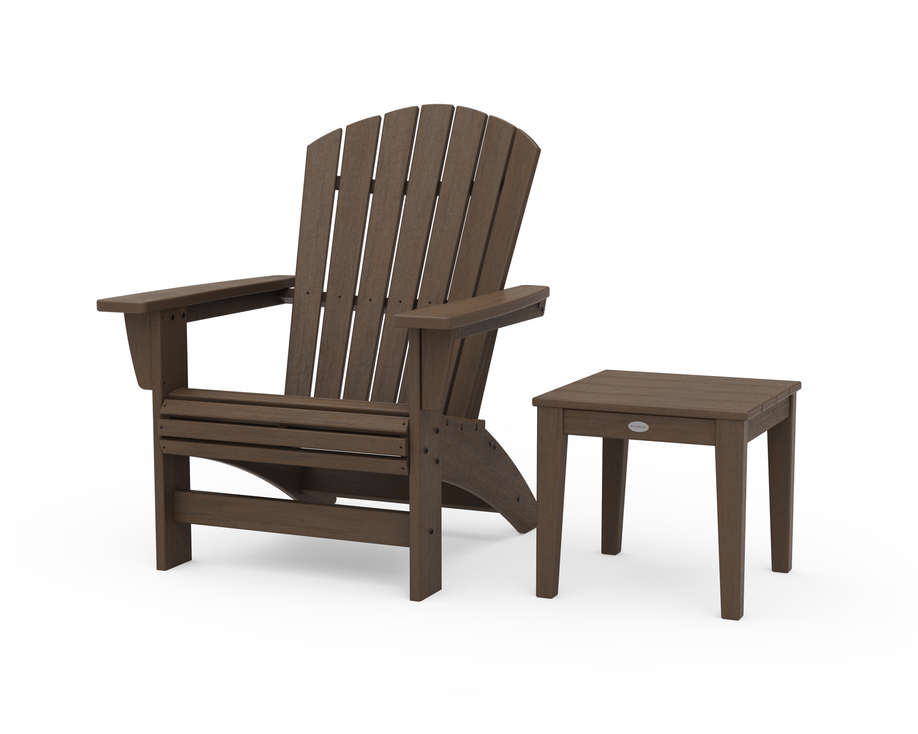 POLYWOOD Nautical Grand Adirondack Chair with Side Table in Kona