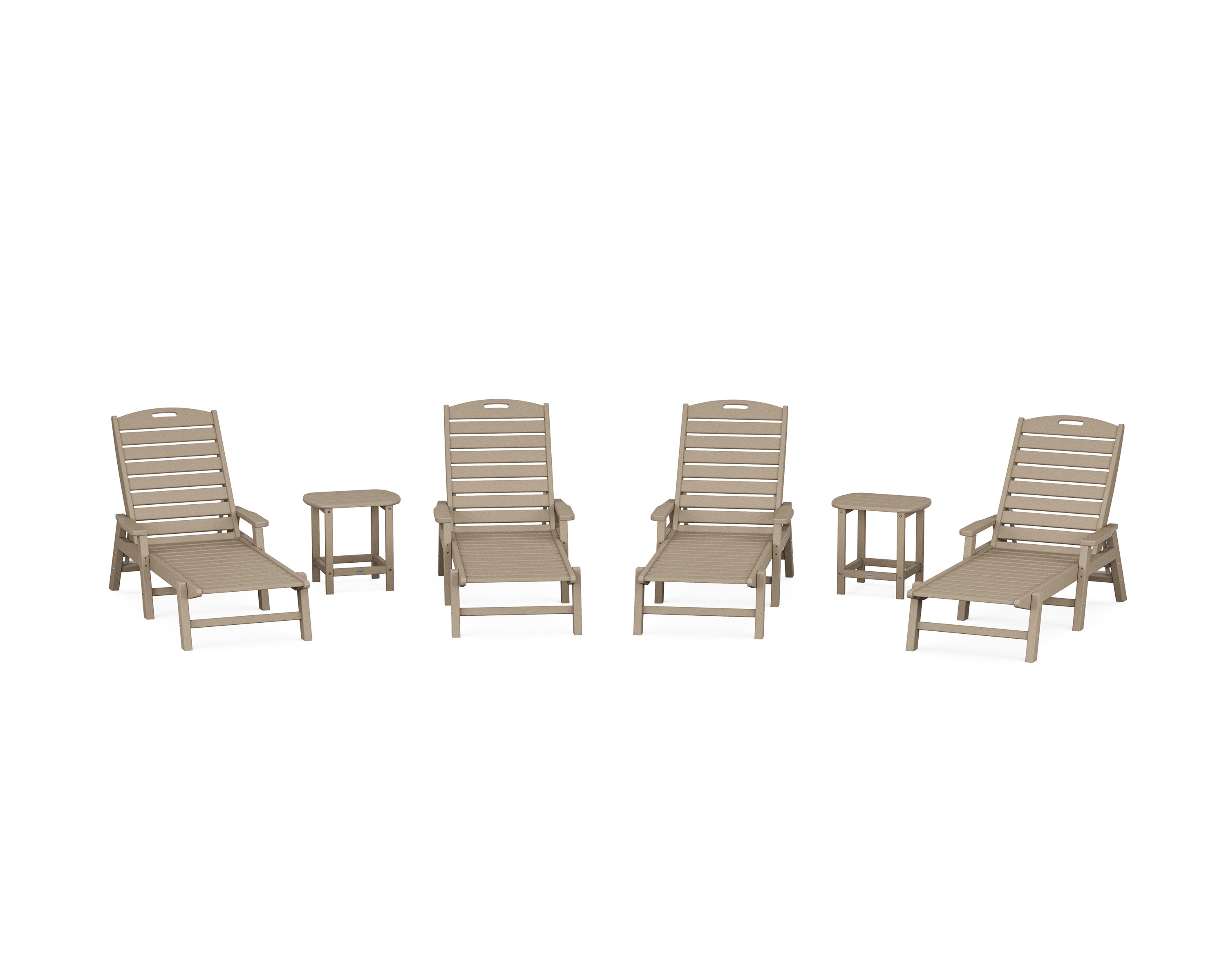 POLYWOOD Nautical Chaise 6-Piece Set with Arms in Vintage Sahara