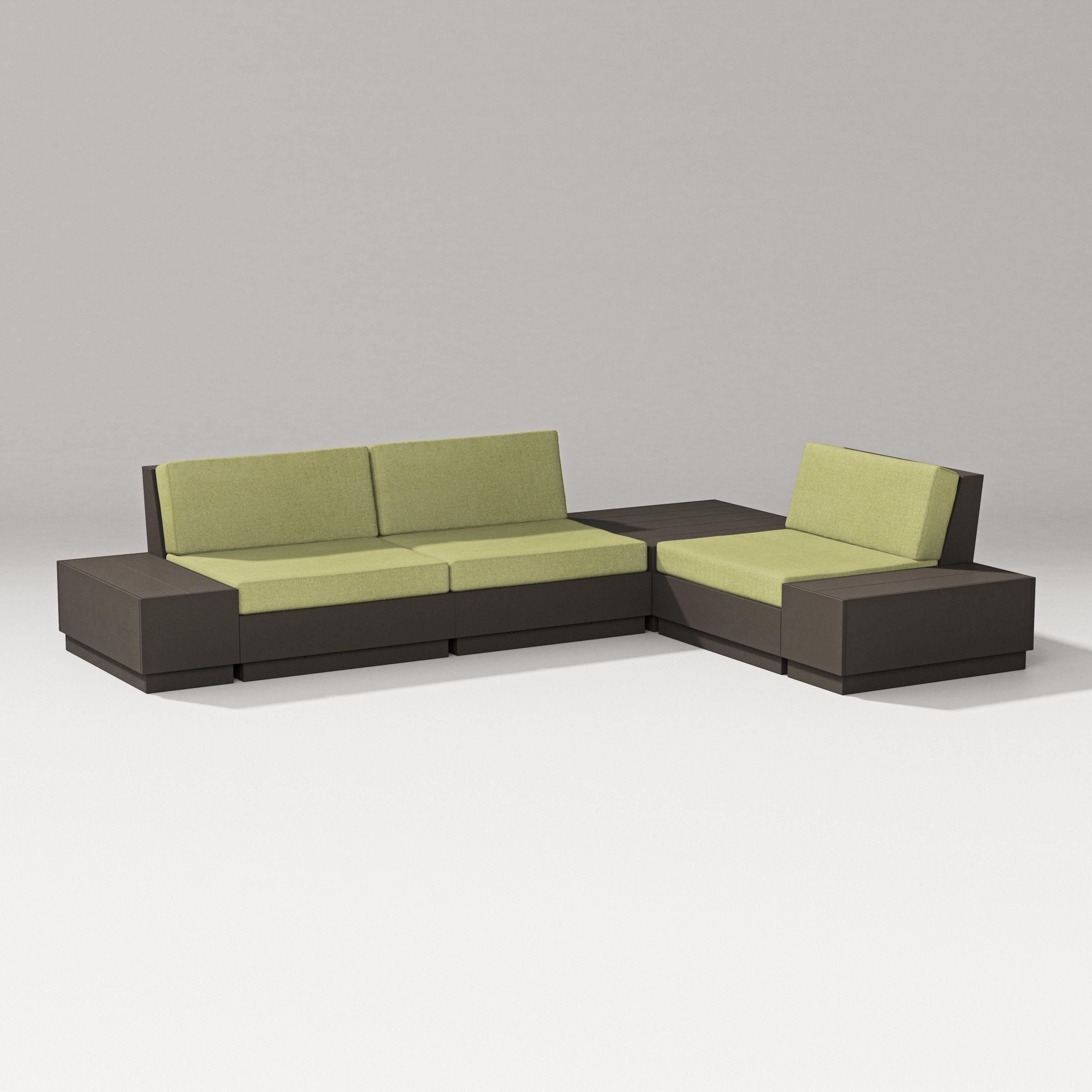PW Designer Series Elevate 6-Piece Corner Sectional in Vintage Coffee / Chartreuse Boucle