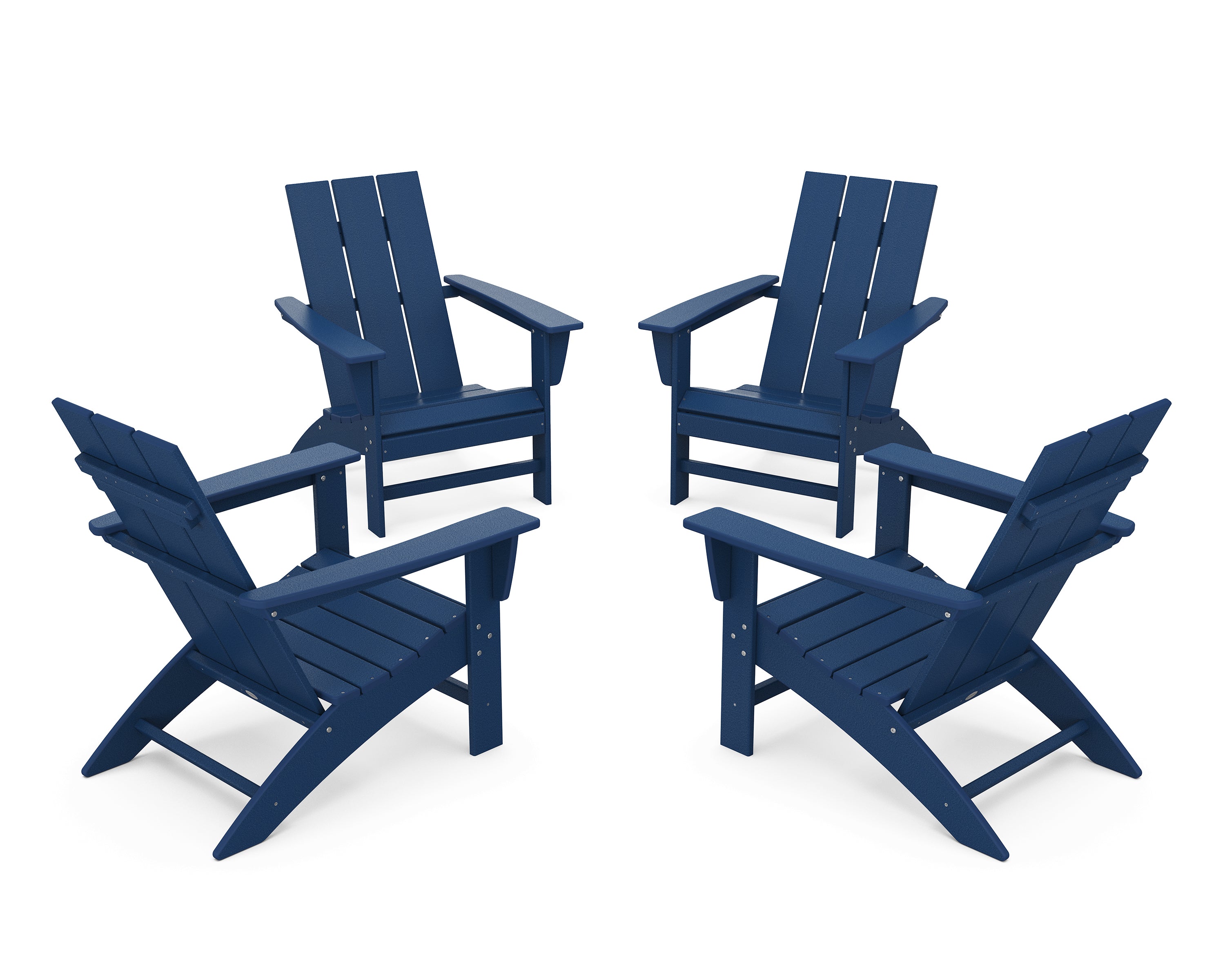 POLYWOOD® 4-Piece Modern Adirondack Chair Conversation Set in Navy