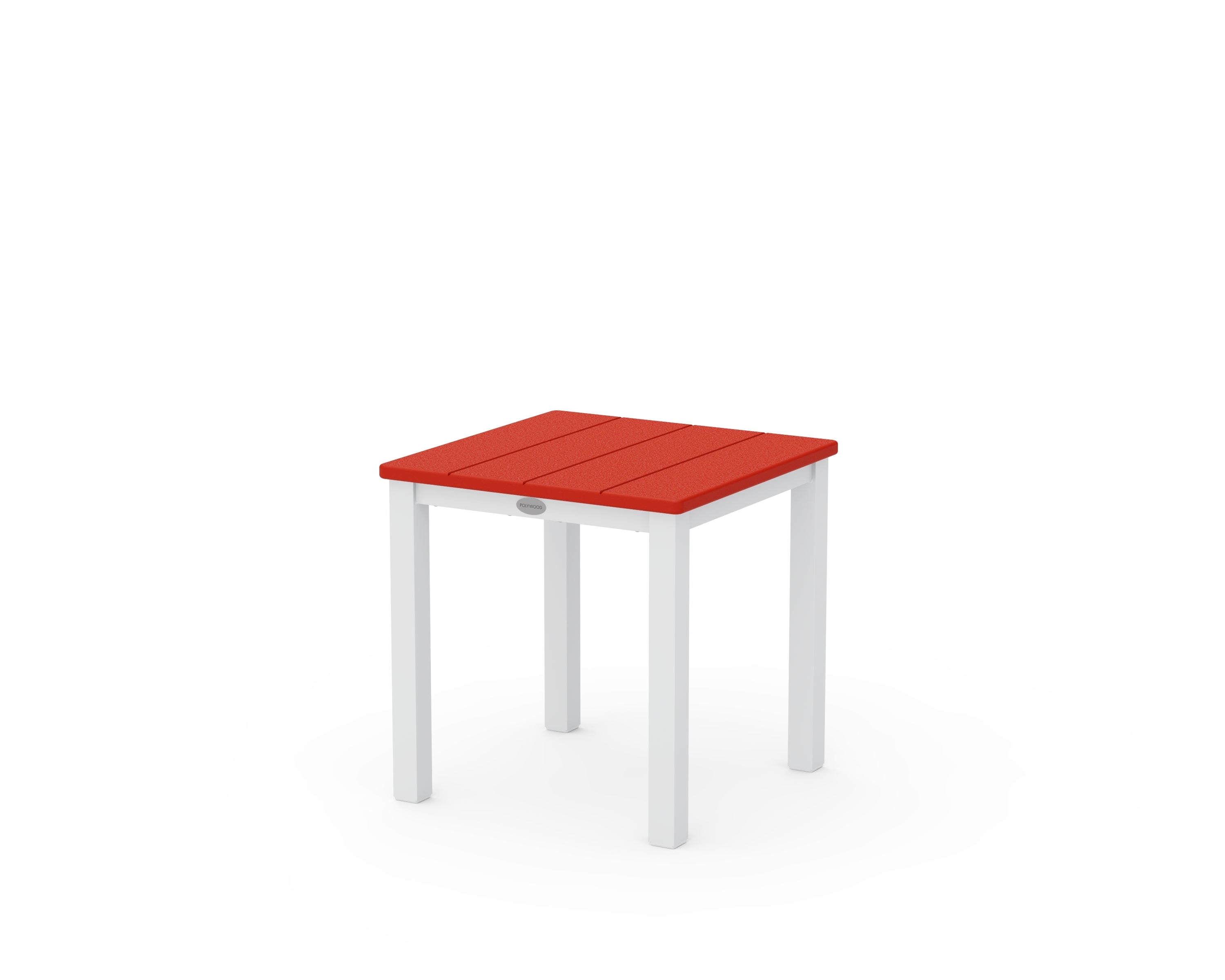 POLYWOOD Main Street 18" Side Table in White / Sunset Red