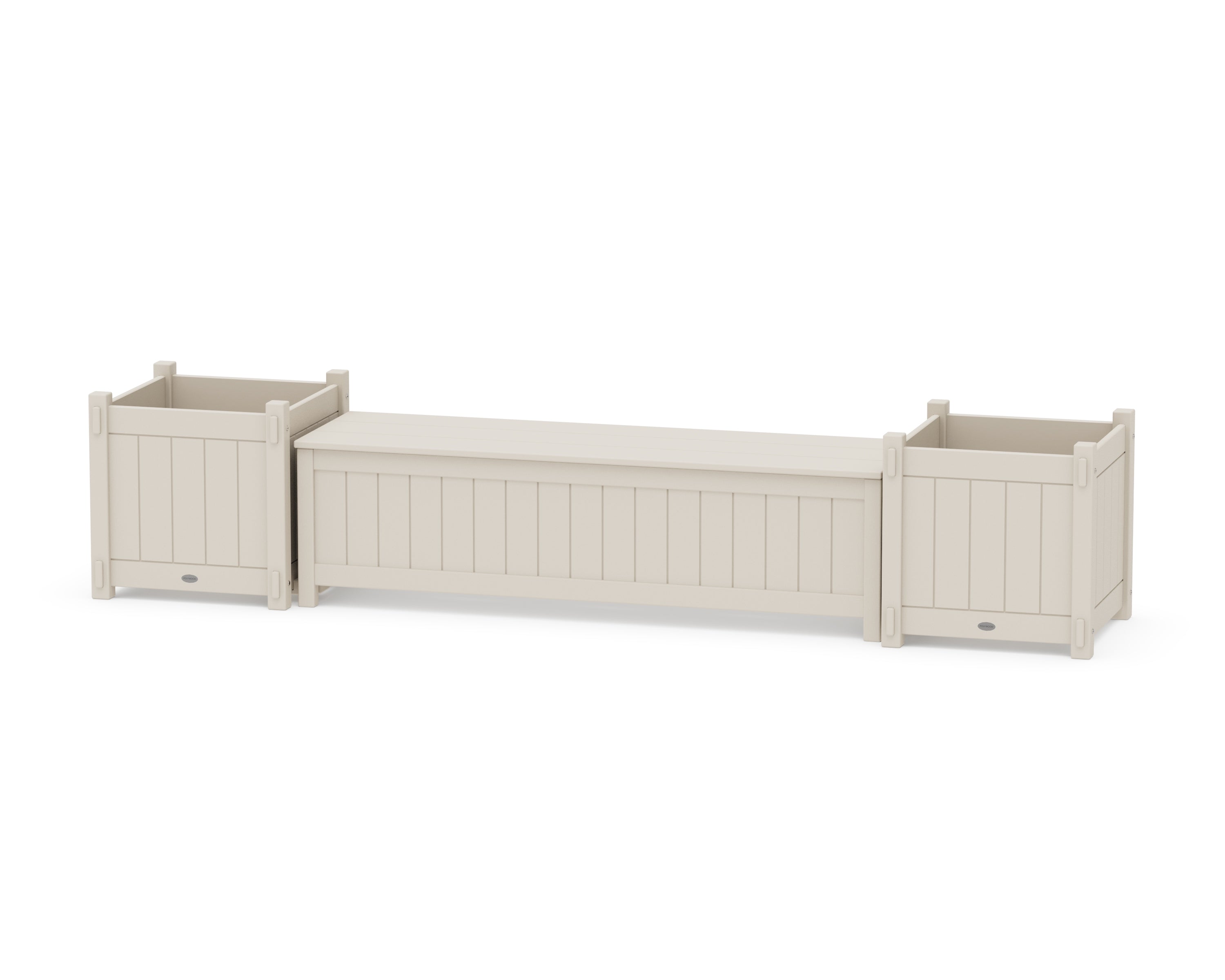 POLYWOOD 60" Vineyard Straight Planter Storage Bench Set- Large in Sand