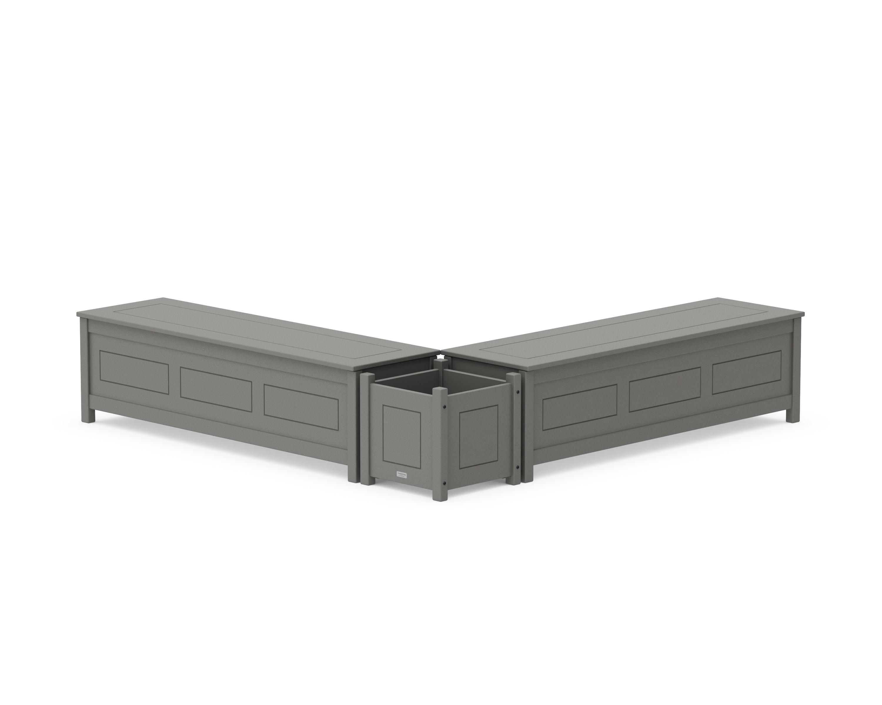 Country Living 60" Country Living L- Shaped Planter Storage Bench Set in Slate Grey
