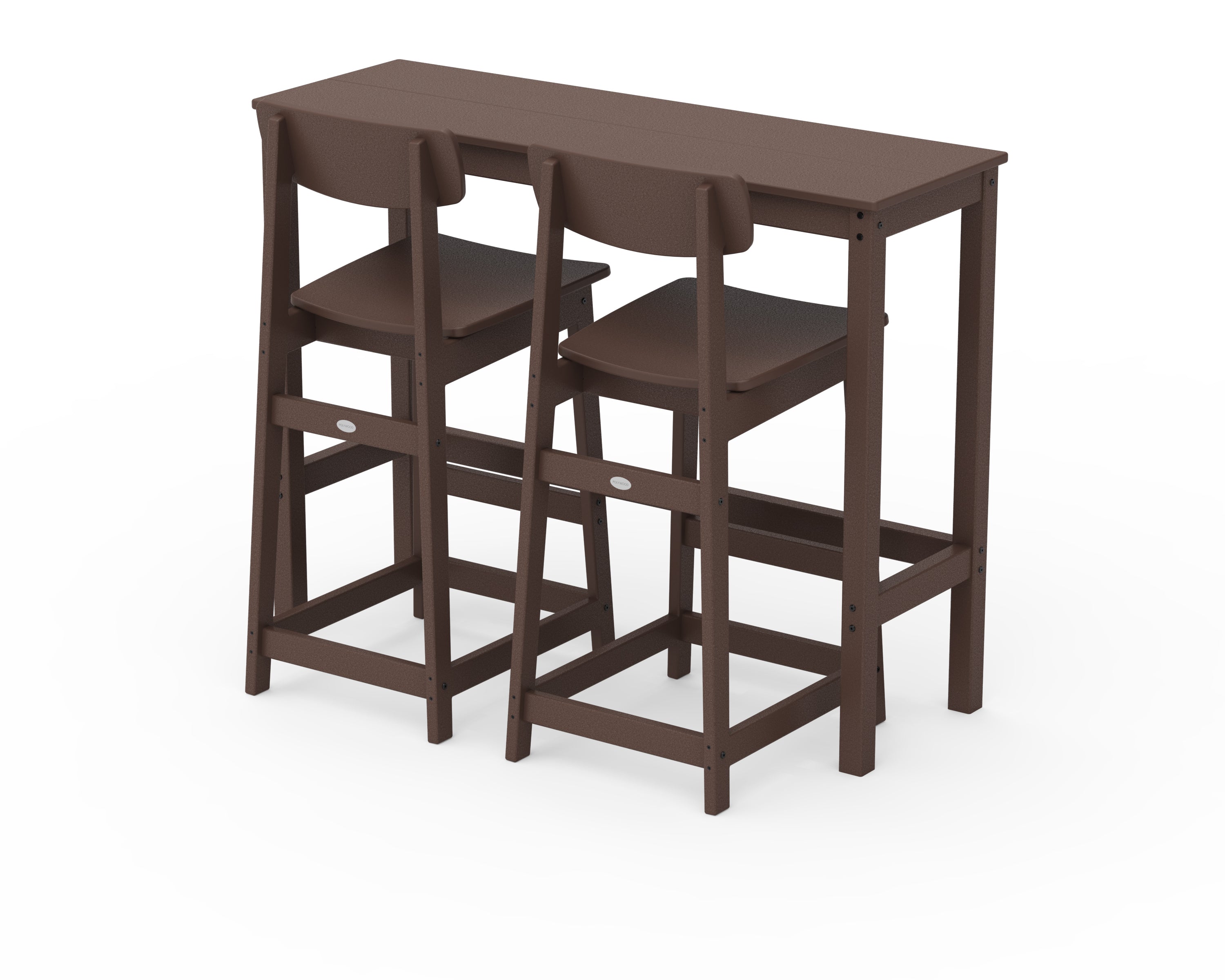 POLYWOOD Modern Studio Urban Bar Chair 3-Piece Balcony Set in Mahogany