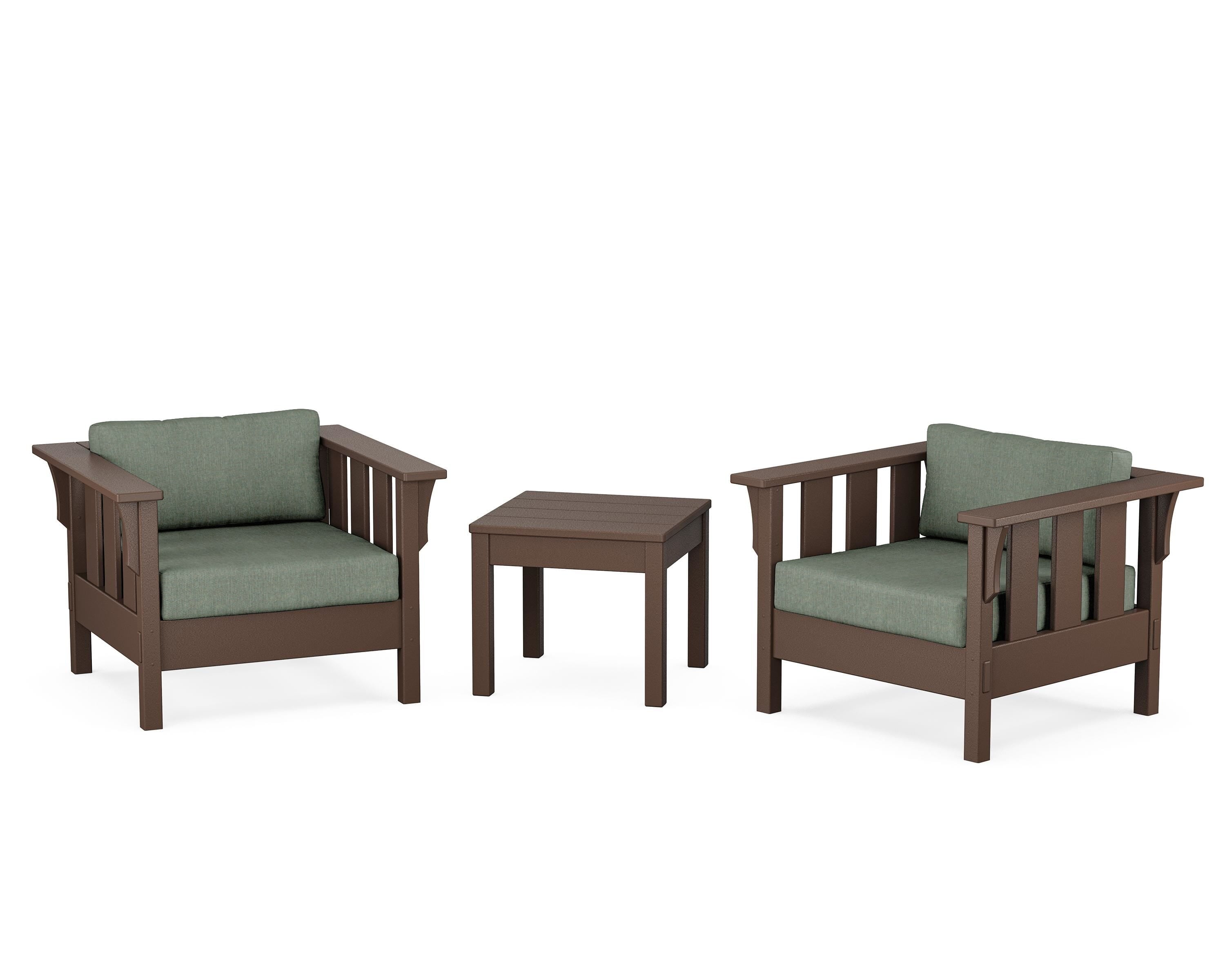 Martha Stewart by POLYWOOD Acadia 3-Piece Deep Seating Set in Mahogany / Cast Sage