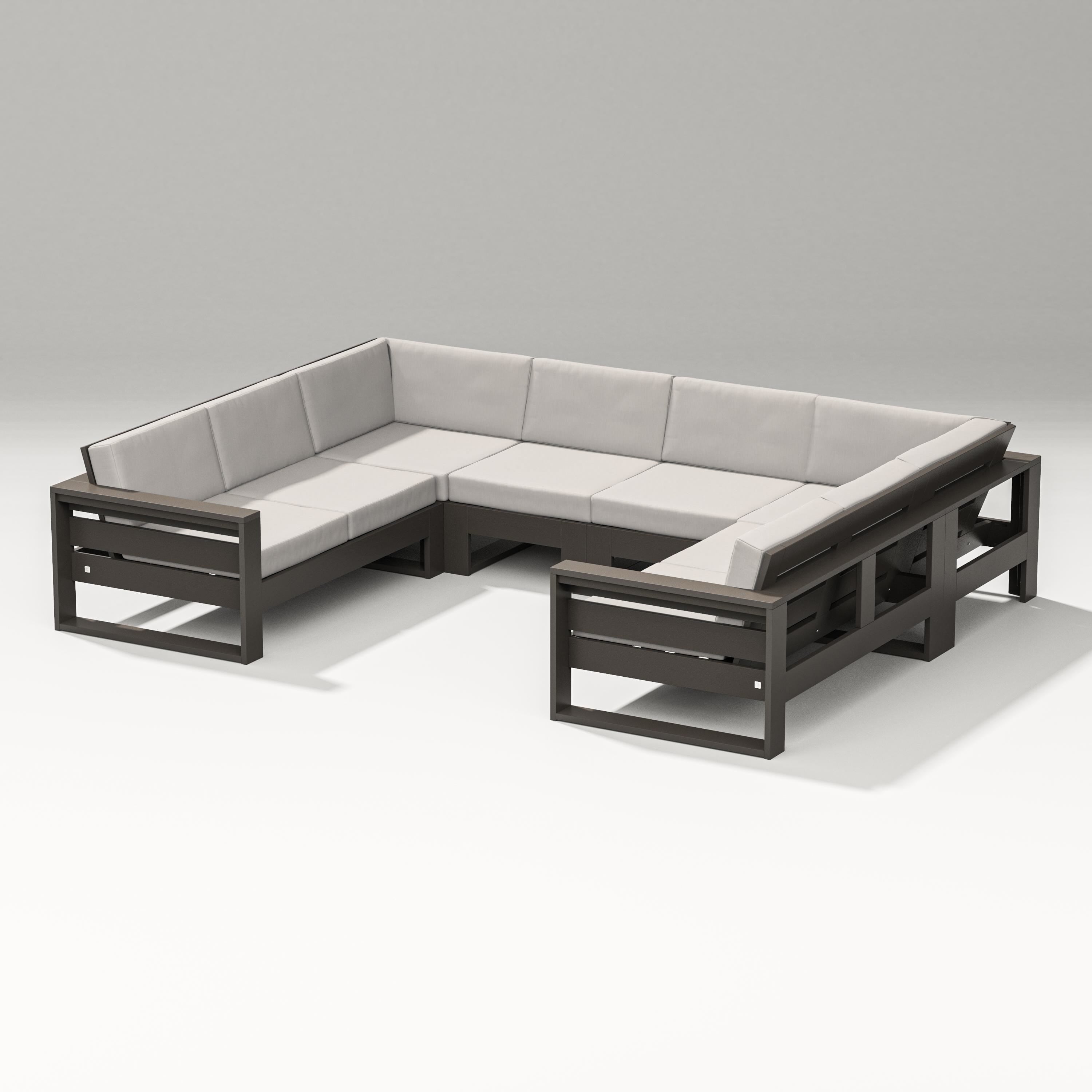 PW Designer Series Latitude U-Shaped Sectional in Vintage Coffee / Cast Ash