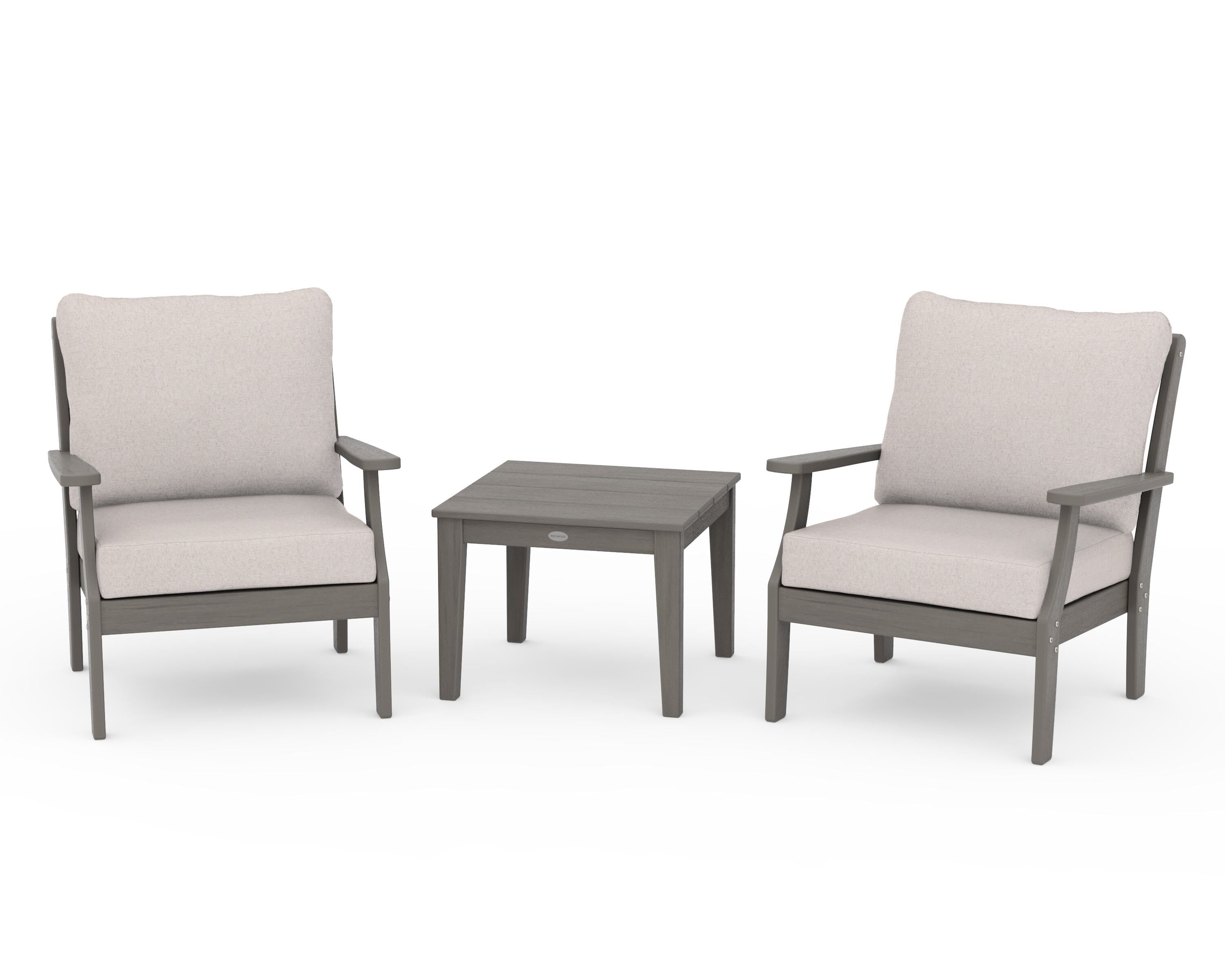 POLYWOOD Braxton 3-Piece Deep Seating Set in Driftwood / Dune Burlap
