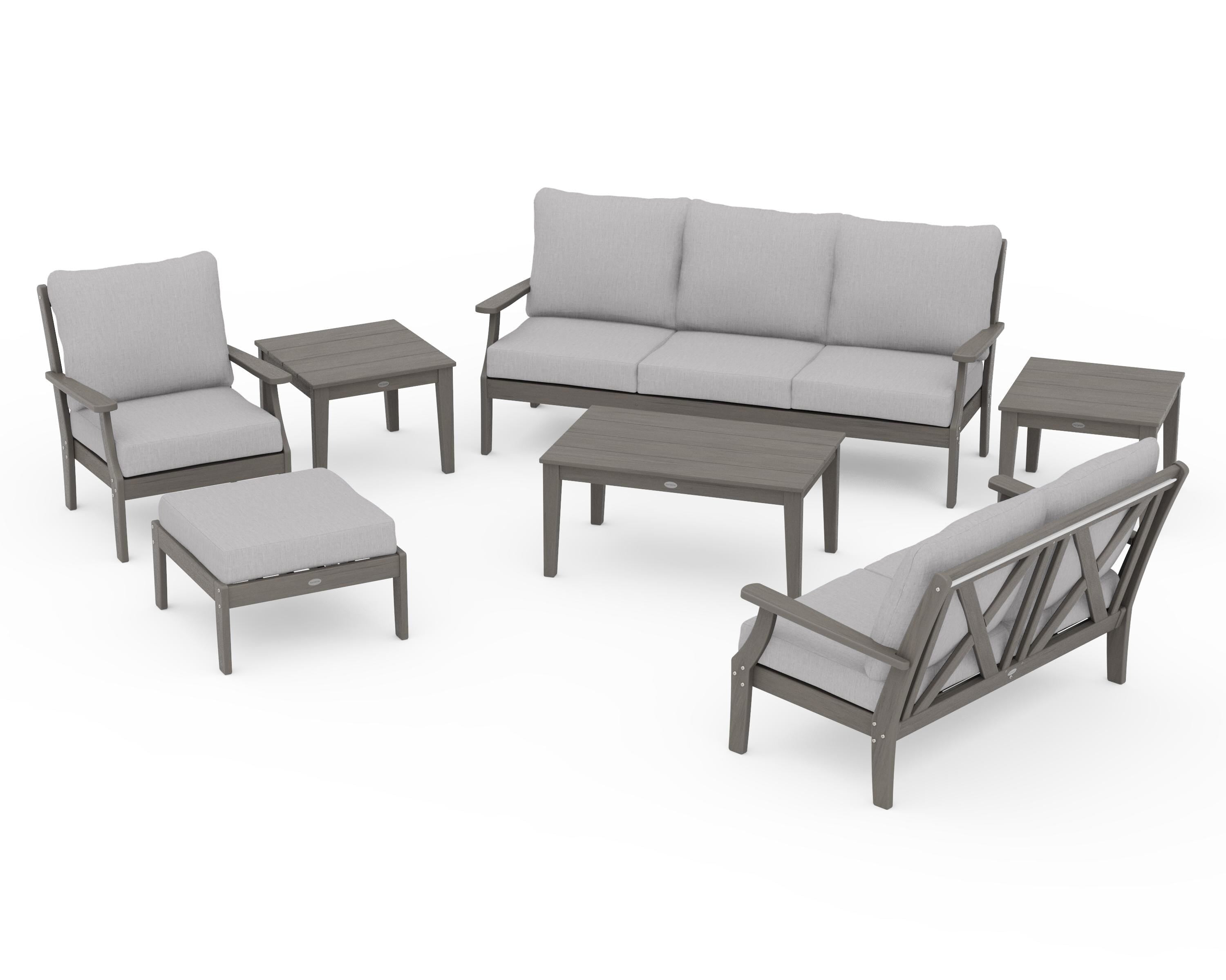 POLYWOOD Braxton 7-Piece Deep Seating Set in Driftwood / Granite