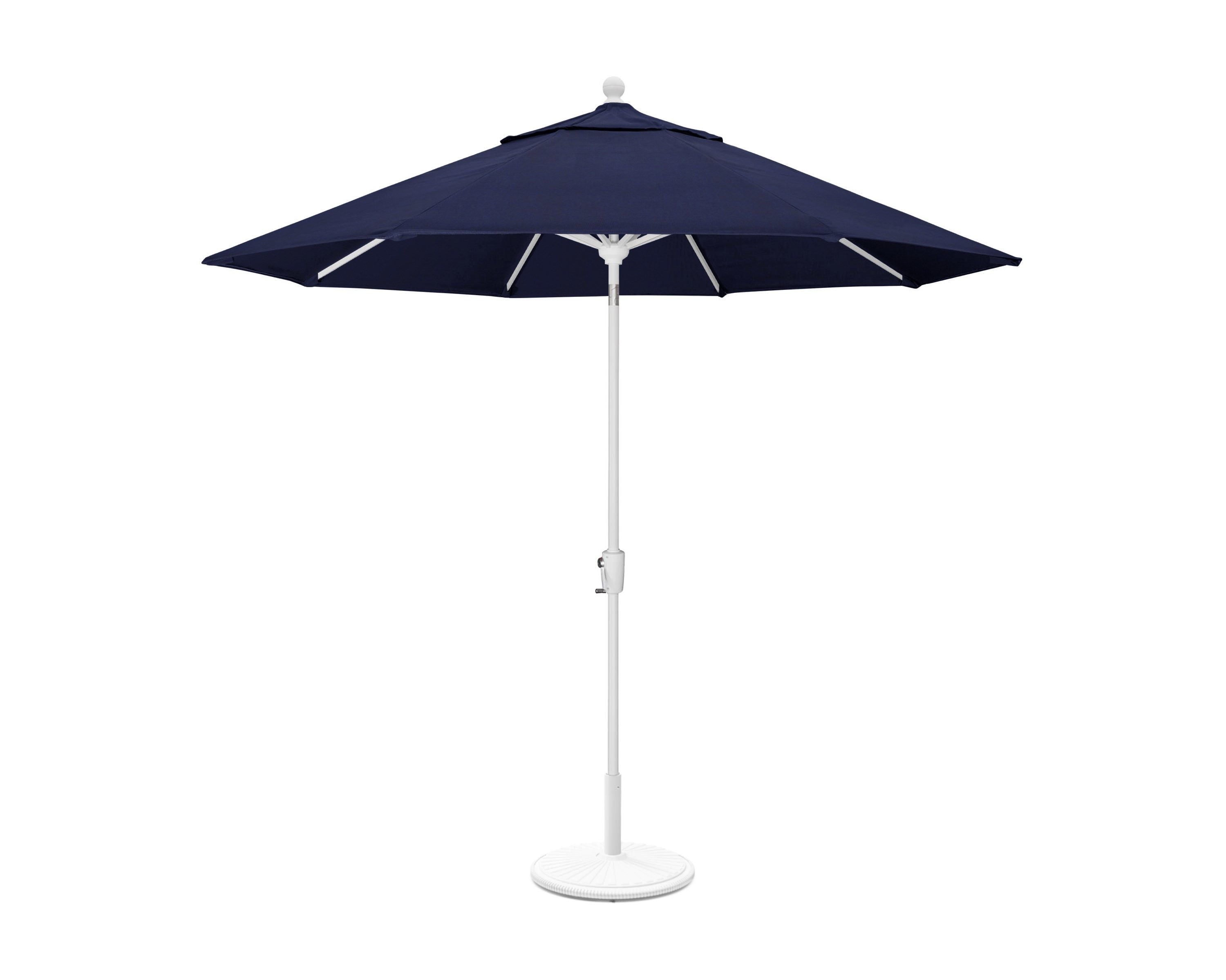 POLYWOOD 9' Tilt Market Umbrella & Base in White / Navy